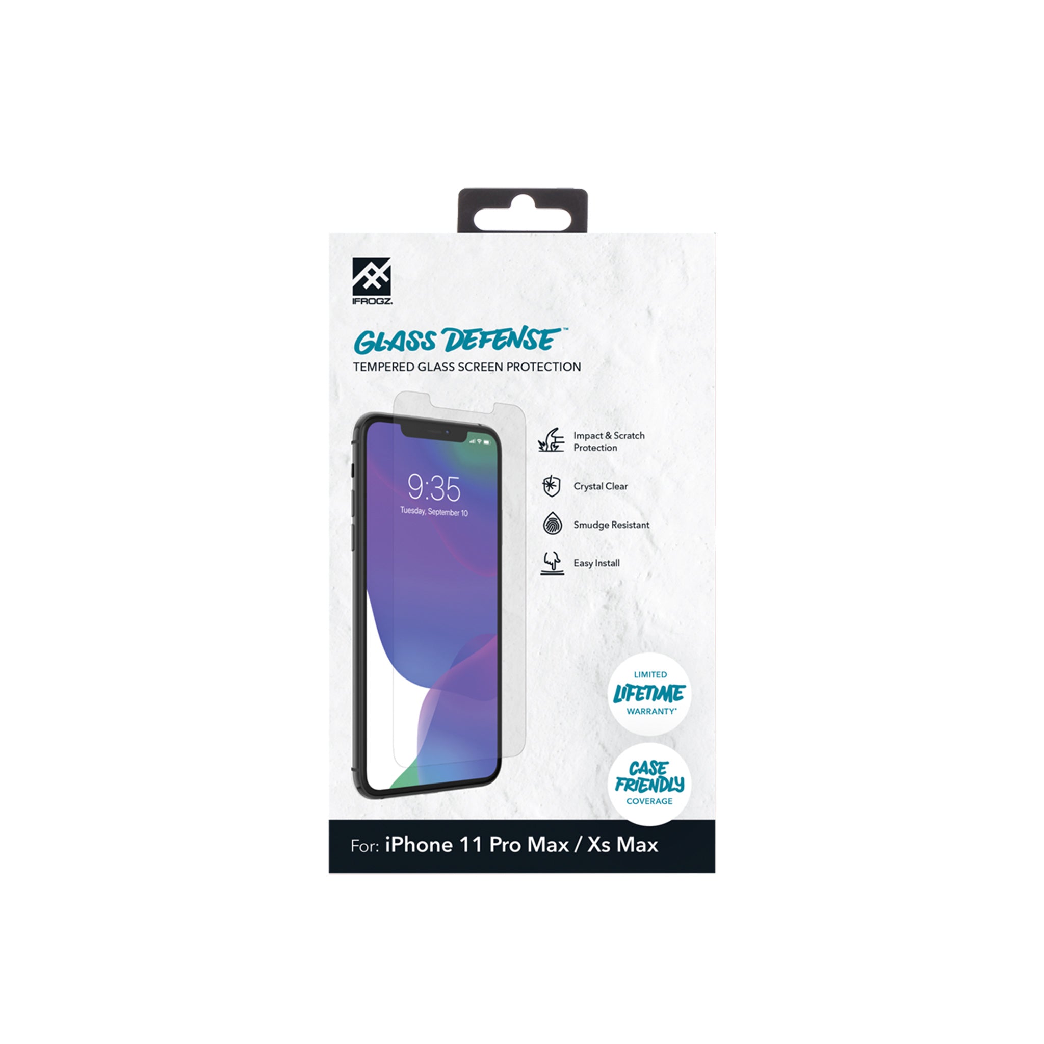 Ifrogz - Glass Defense Glass Screen Protector For Apple Iphone 11 Pro Max / Xs Max - Clear