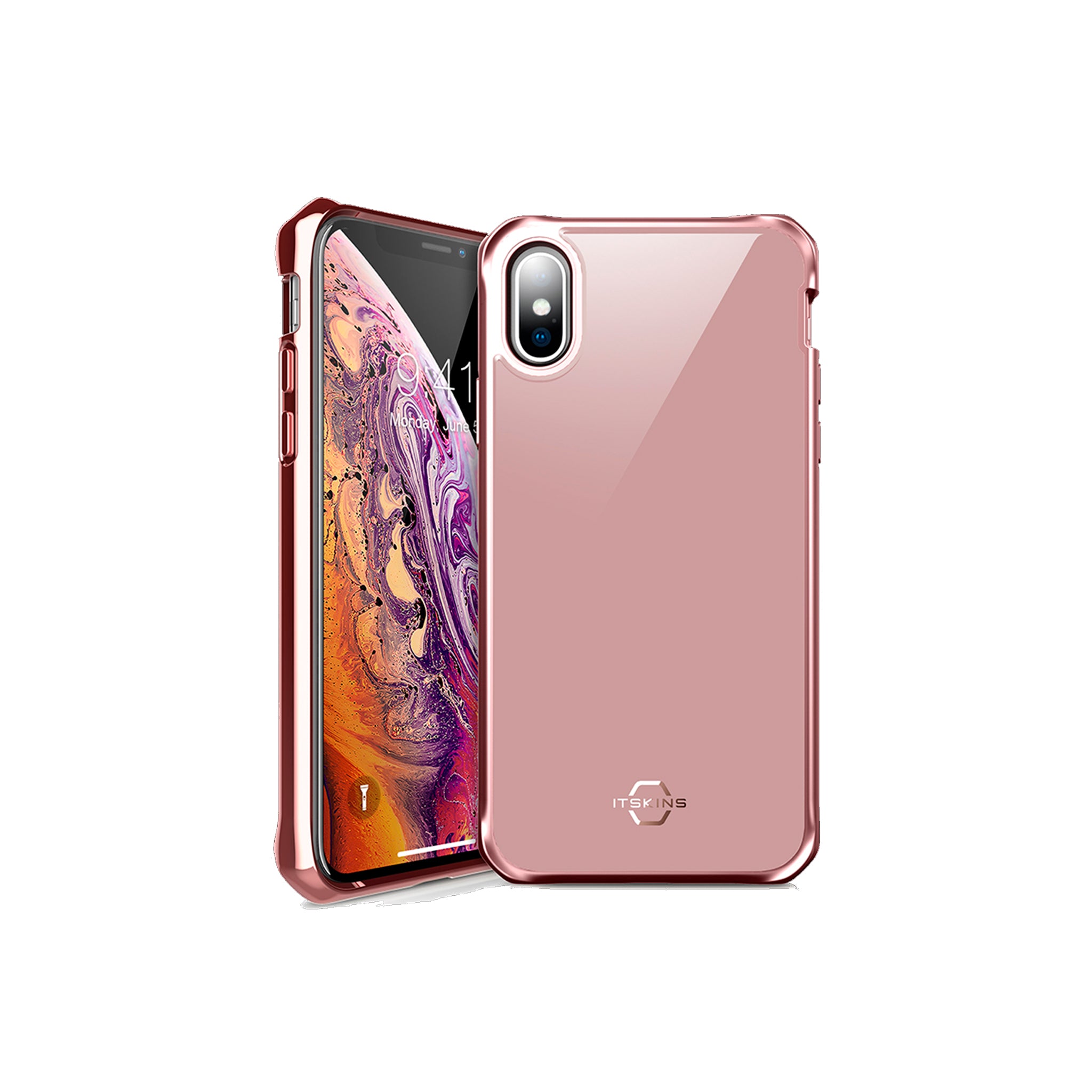 Itskins - Hybrid Glass Iridium Case For Apple Iphone Xs / X - Rose Pink