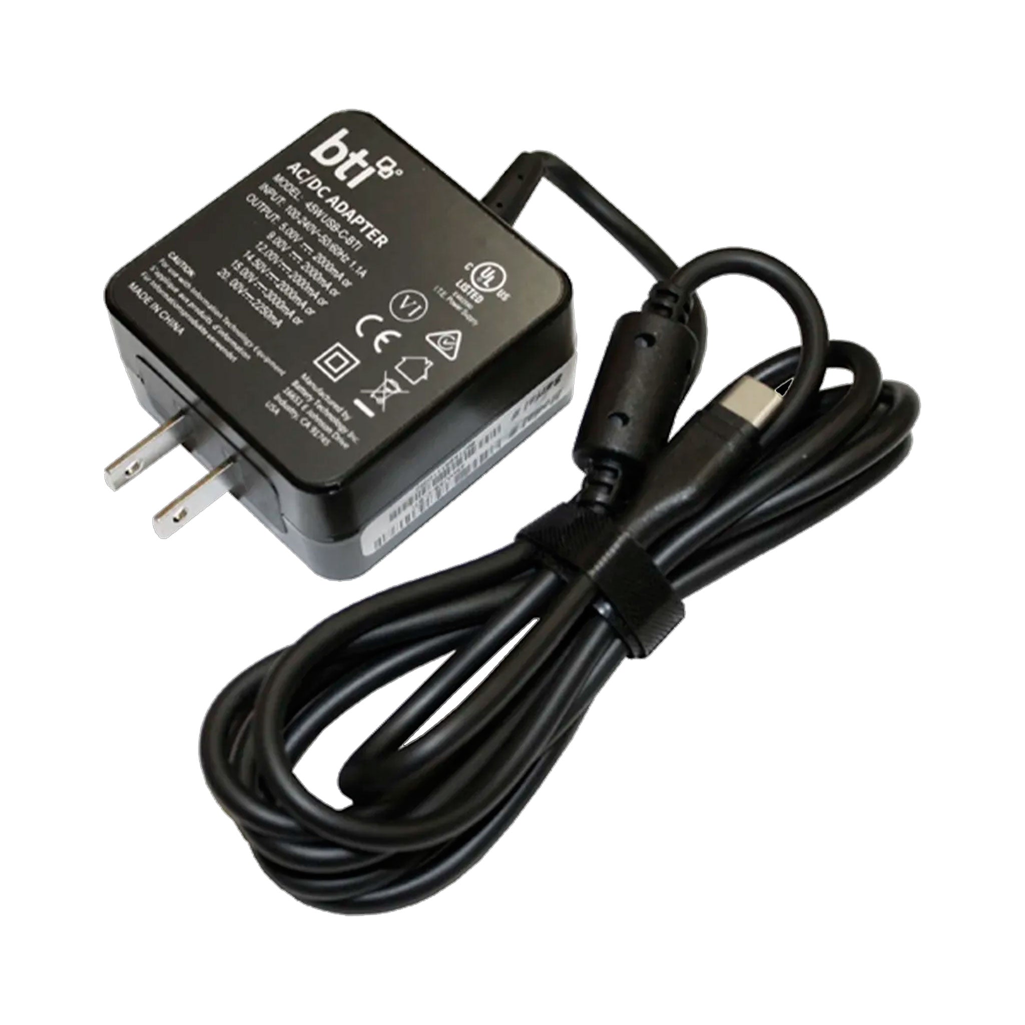 Bti - Ac Adapter 45w For Usb Type C Laptops - Not Retail Packaged - Black