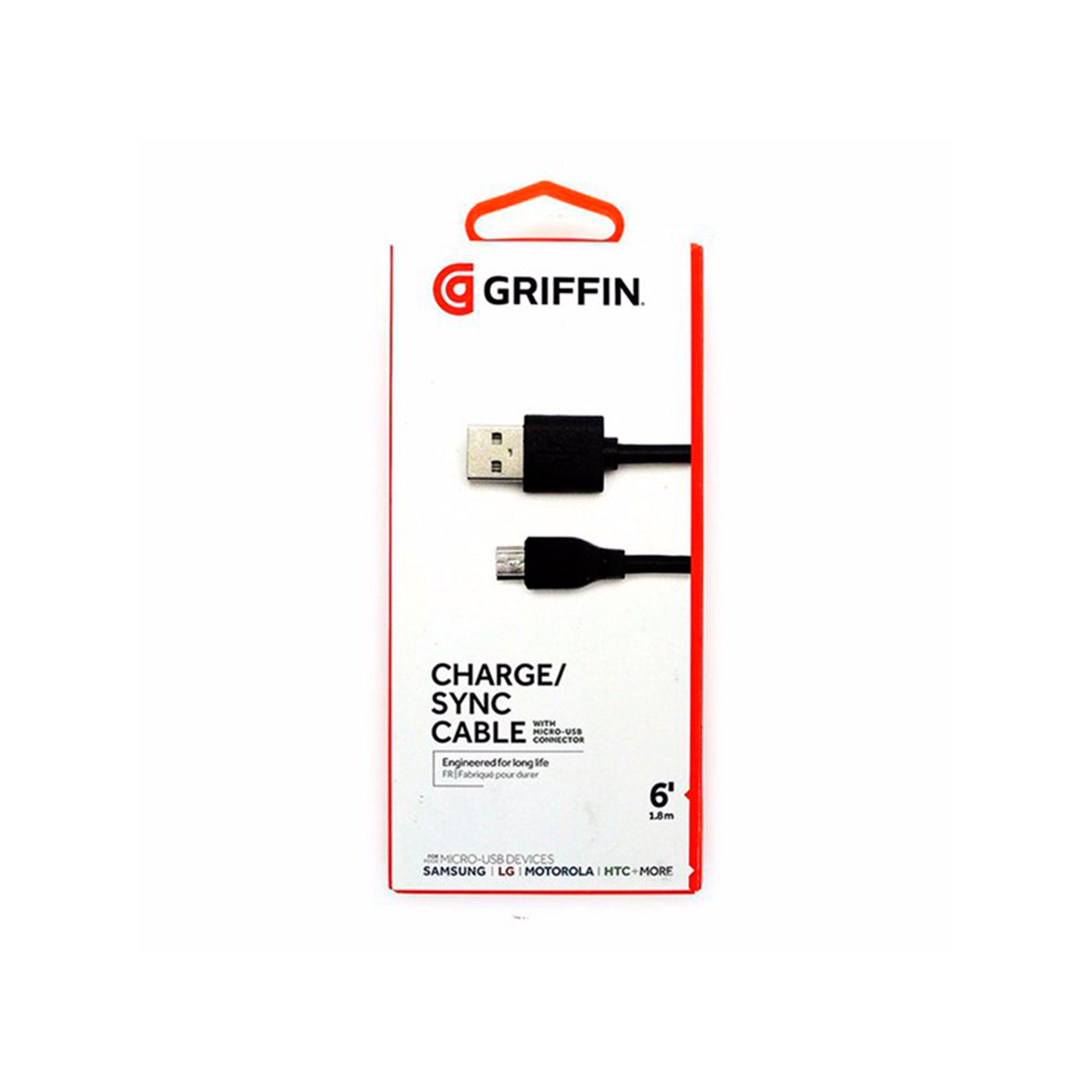 Griffin - Micro Usb Cable 6ft - Black