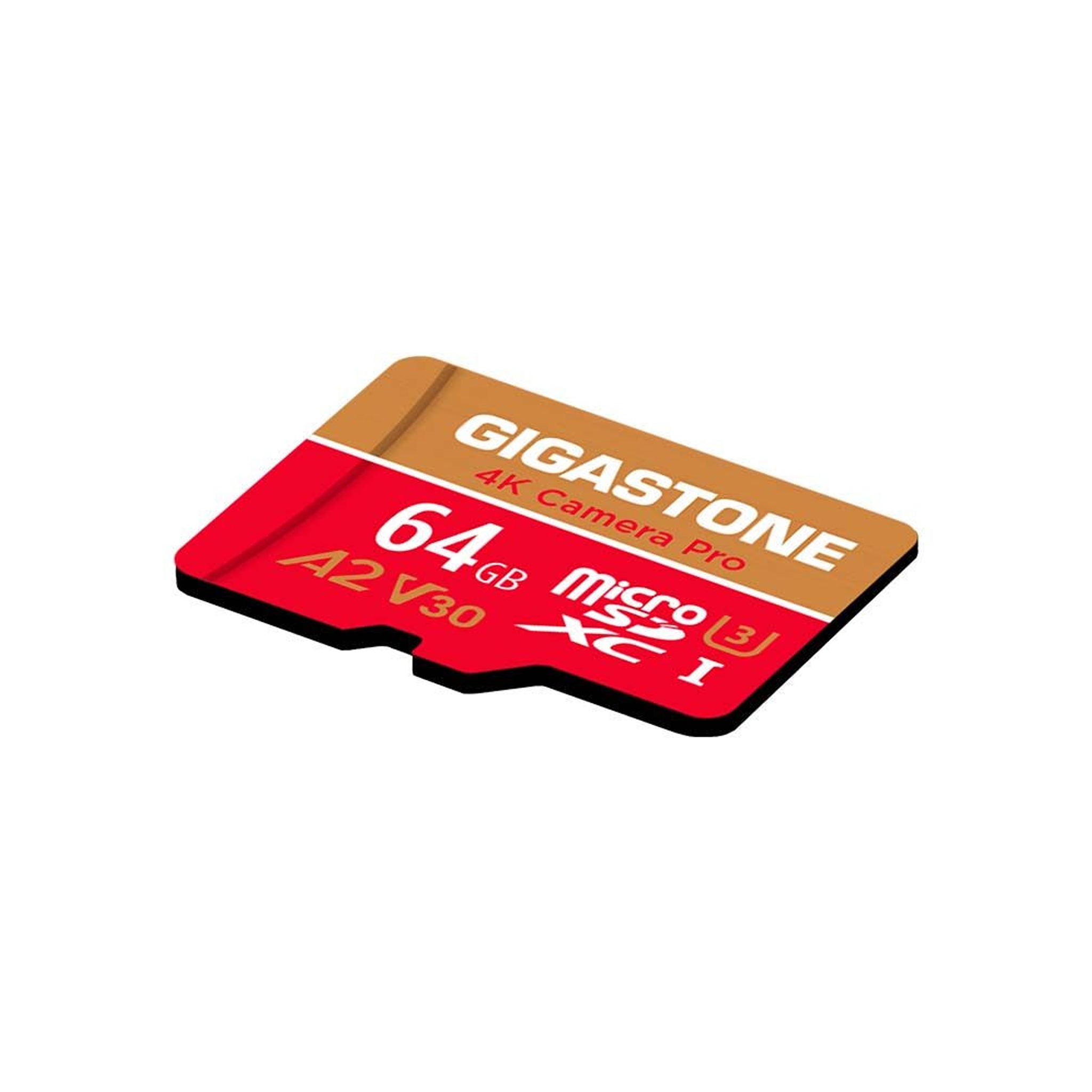 Gigastone - Microsd A1 V30 Memory Card 64gb - Red And Gold