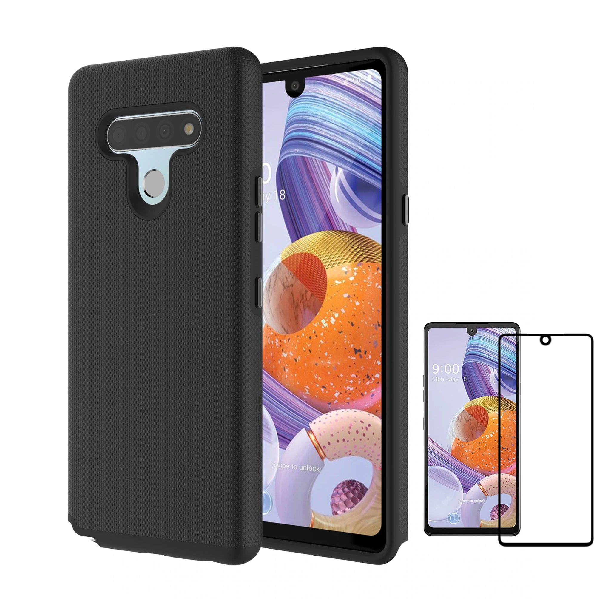 Axessorize - Protech Case And Glass Screen Protector For Lg Stylo 6 - Black