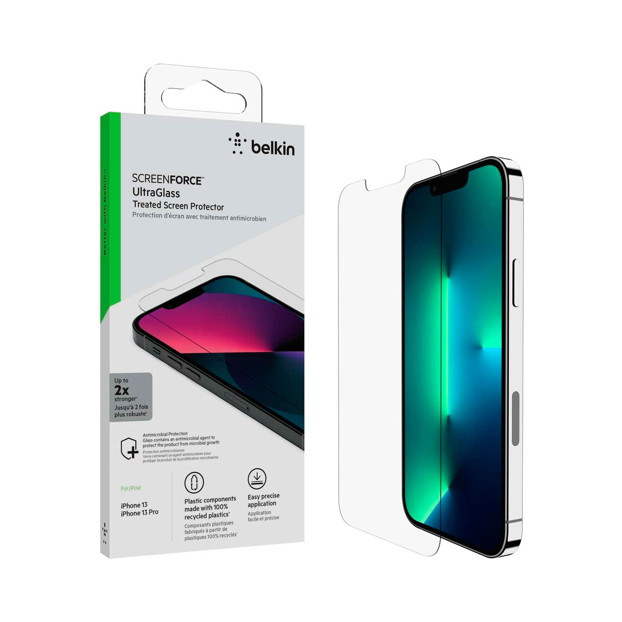 Belkin - Glass Screen Protector With Ez Tray For Apple iPhone 13 / 13 Pro - Clear