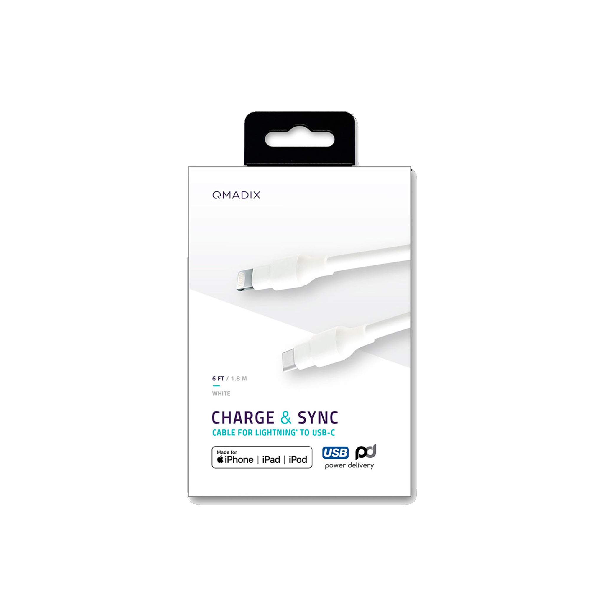 Qmadix - Apple Lightning To Usb Type C Cable 6ft - White