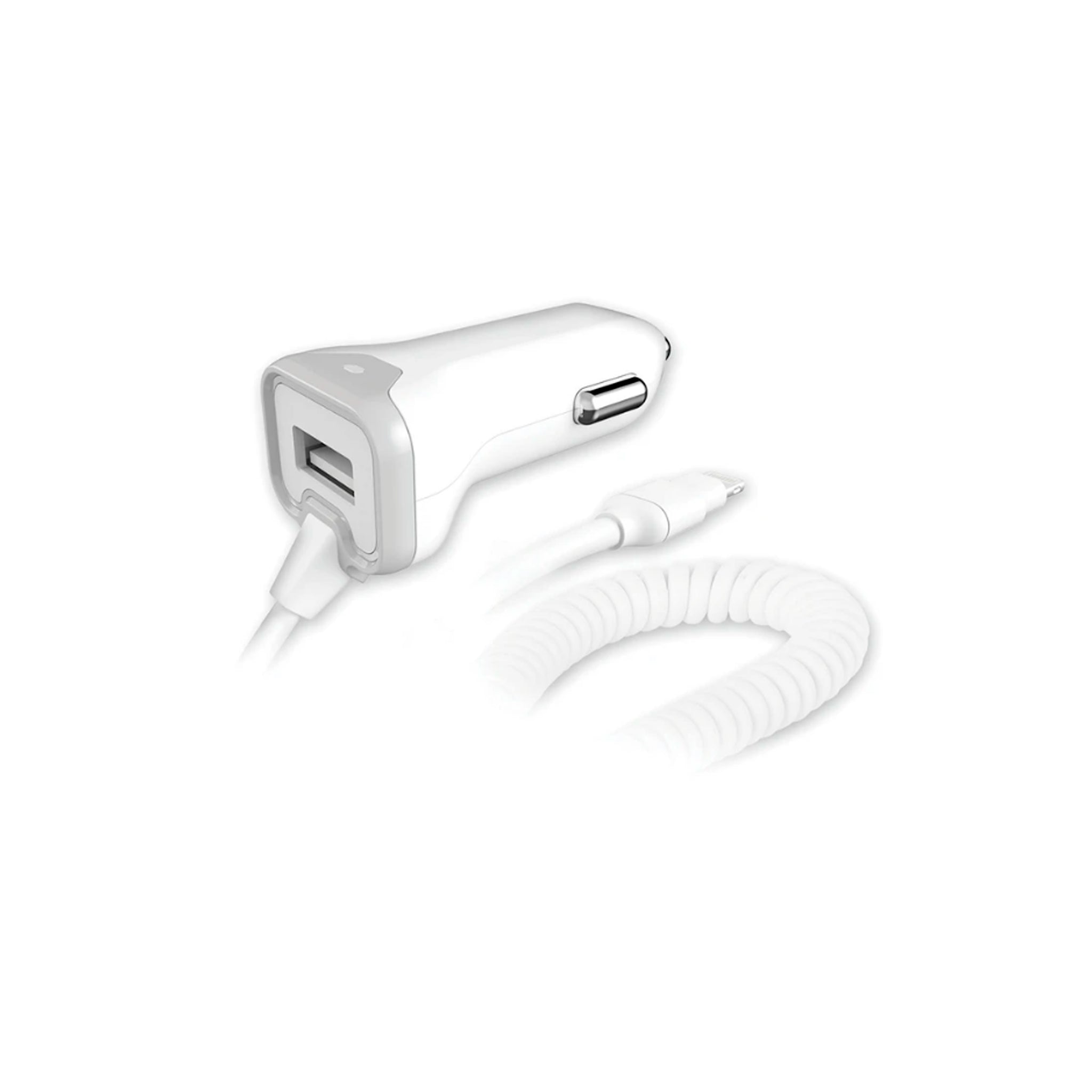Qmadix - Car Charger 3.4a For Apple Lightning Devices With Additional Port - White