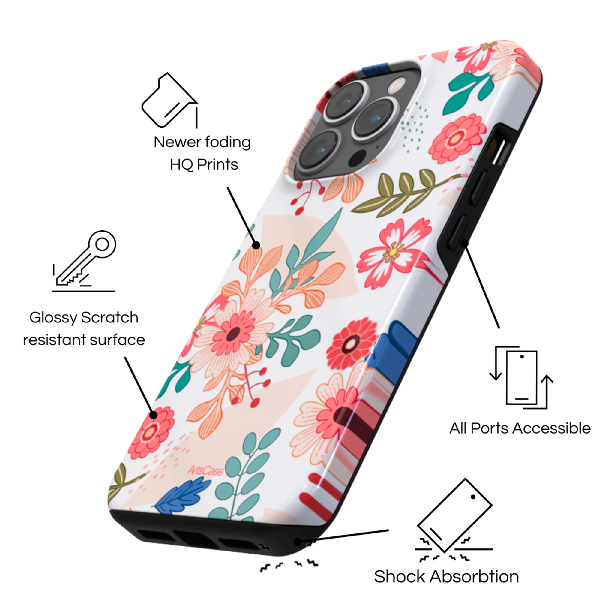 Protective Cover Case - Design Brunch of Flowers.