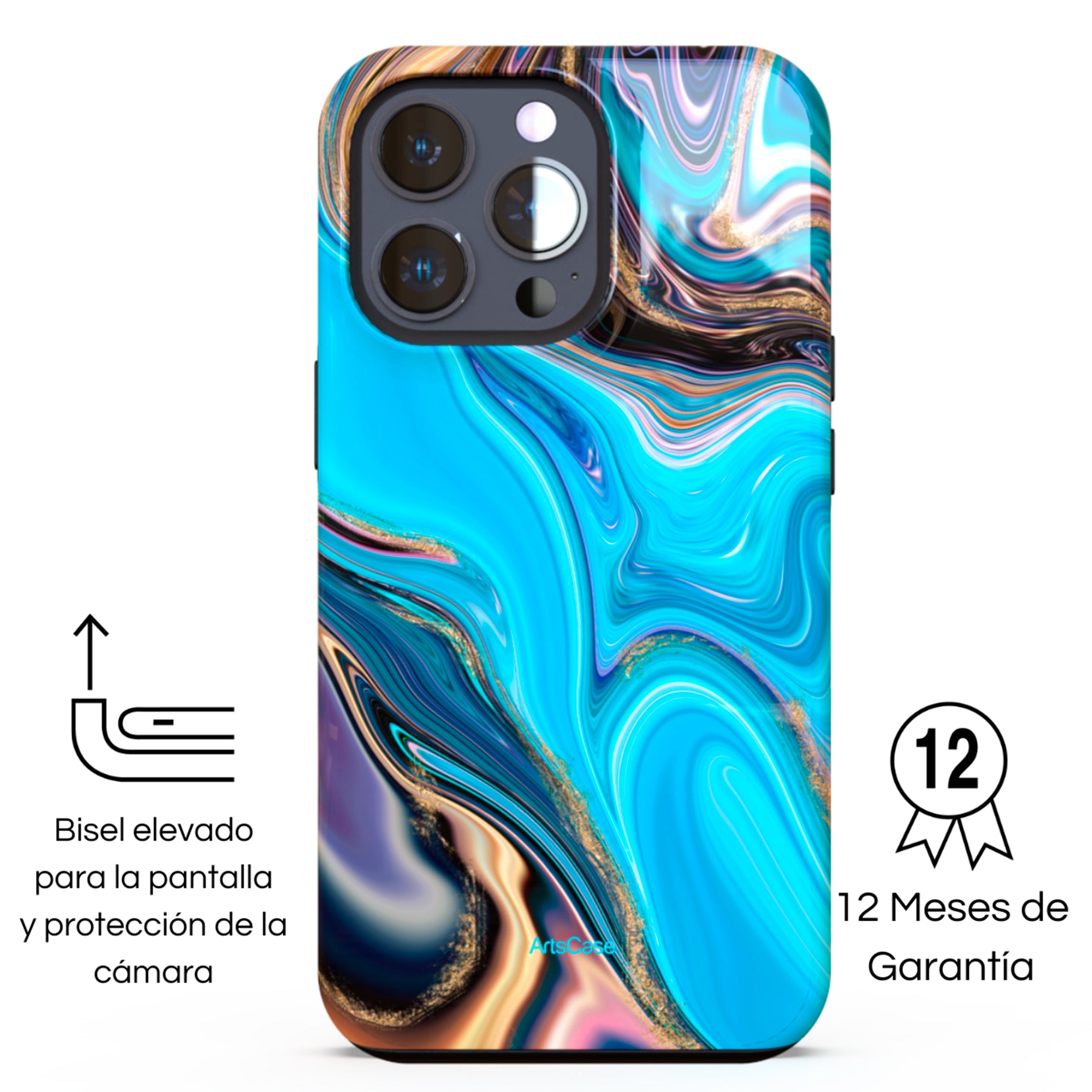 Protective Cover Case - Design Indigo wave pattern.