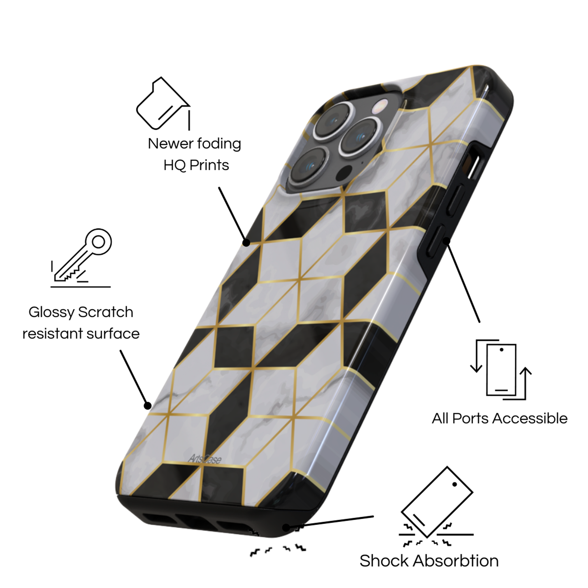 Protective Cover Case - Design Luxury Geometry.