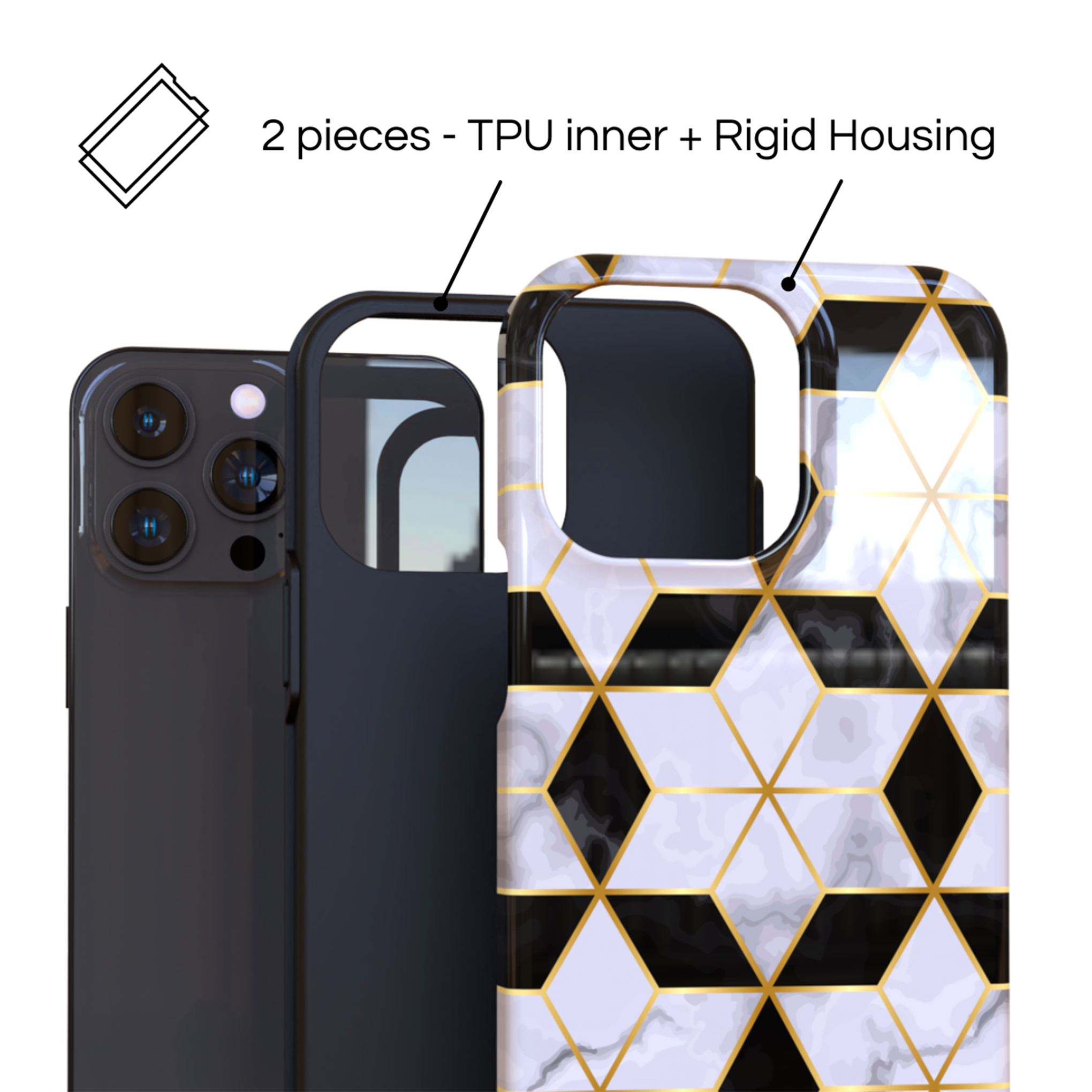 Protective Cover Case - Design Luxury Geometry.