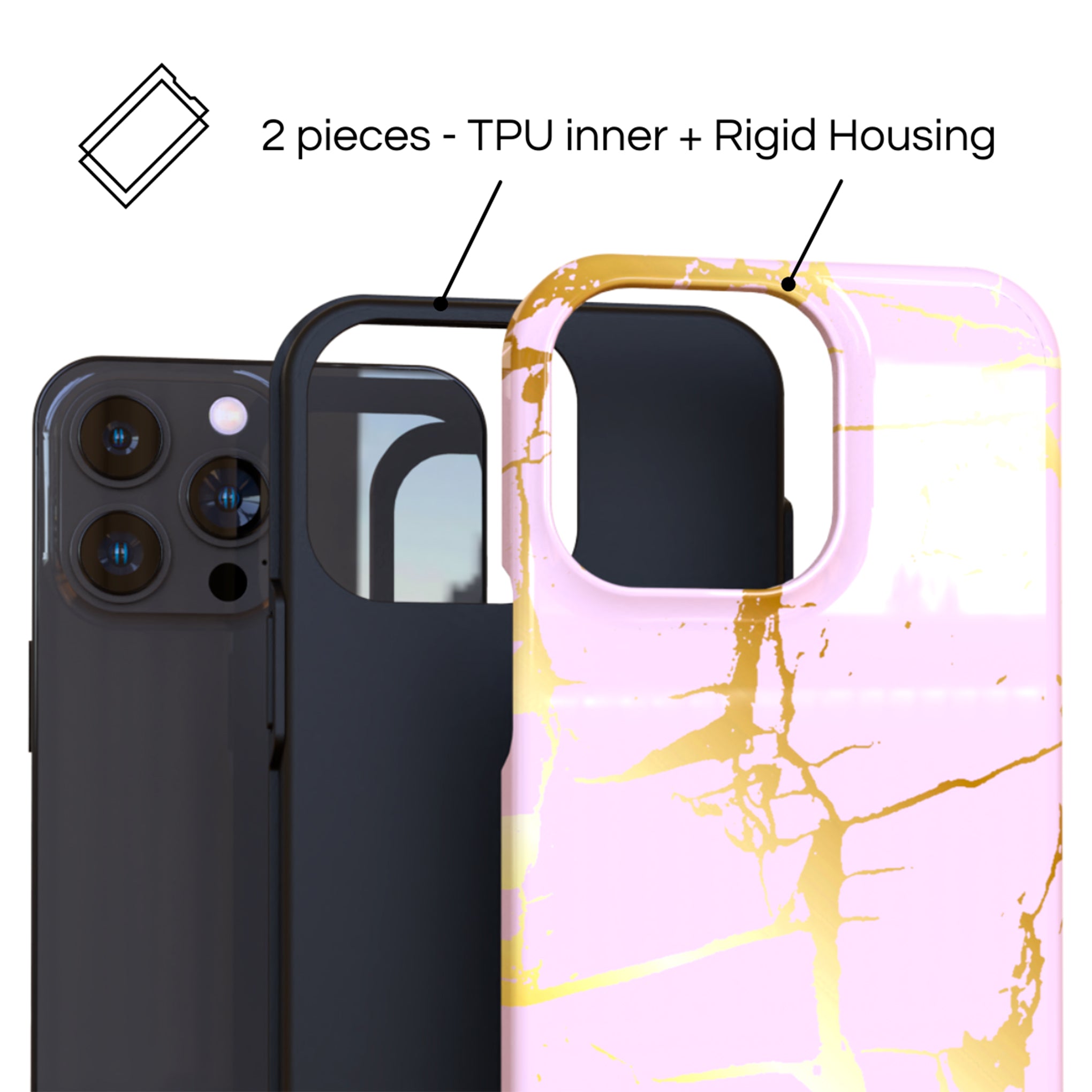 Protective Cover Case - Design Marble Gold Grunge.