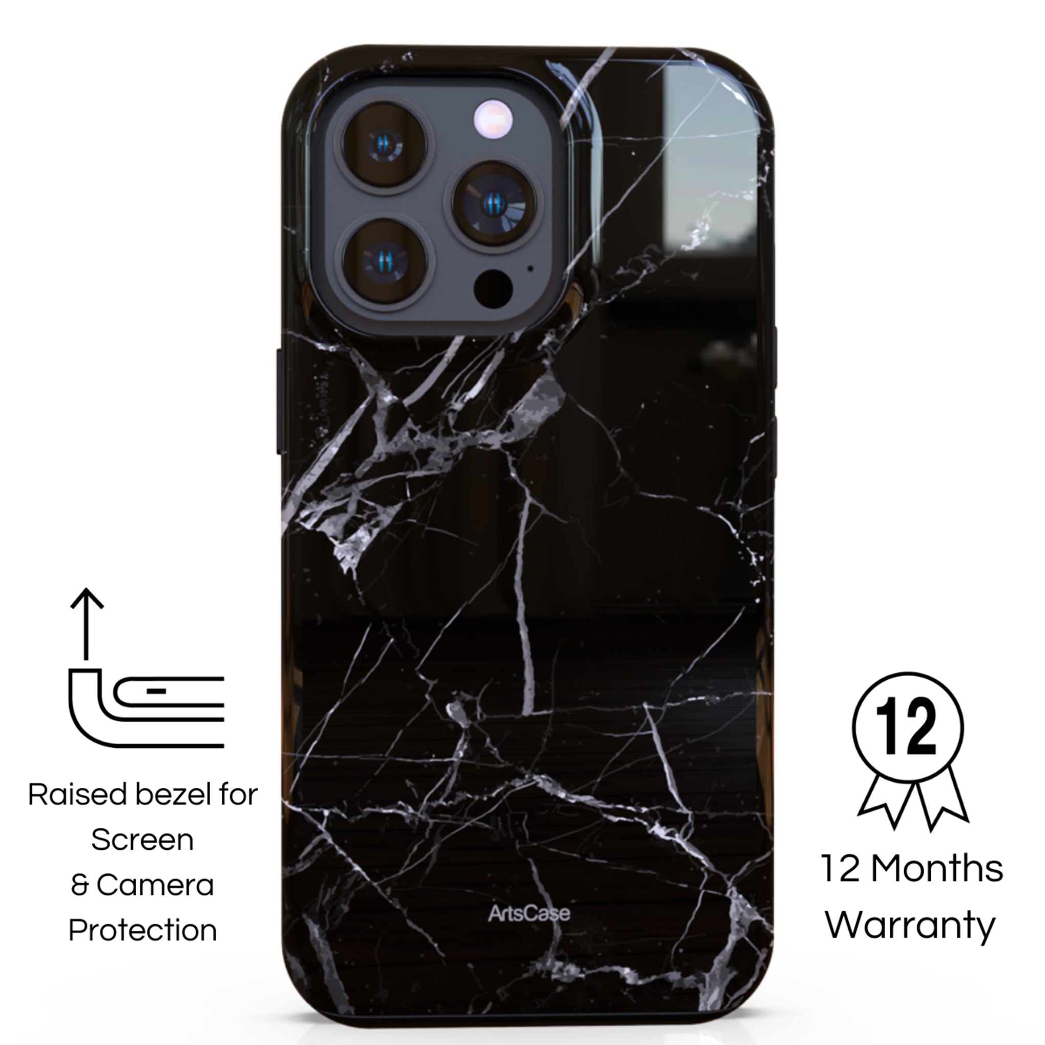 Protective Cover Case - Design Noir Marble.