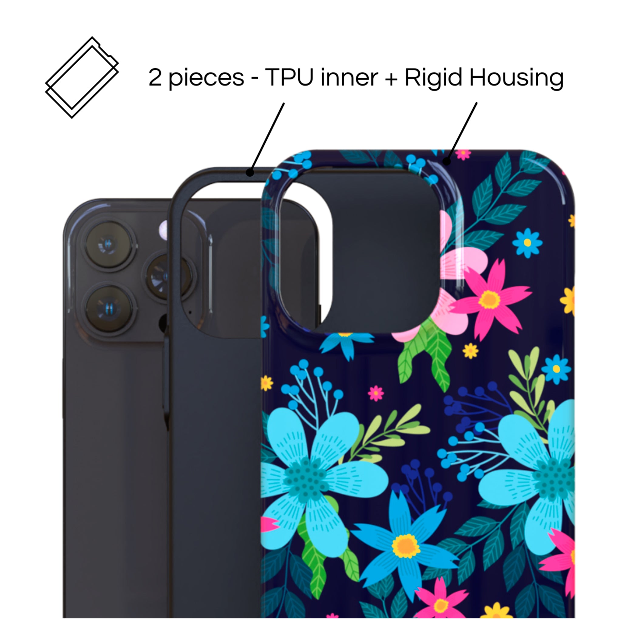 Protective Cover Case - Design Rain of Colors and Flowers.