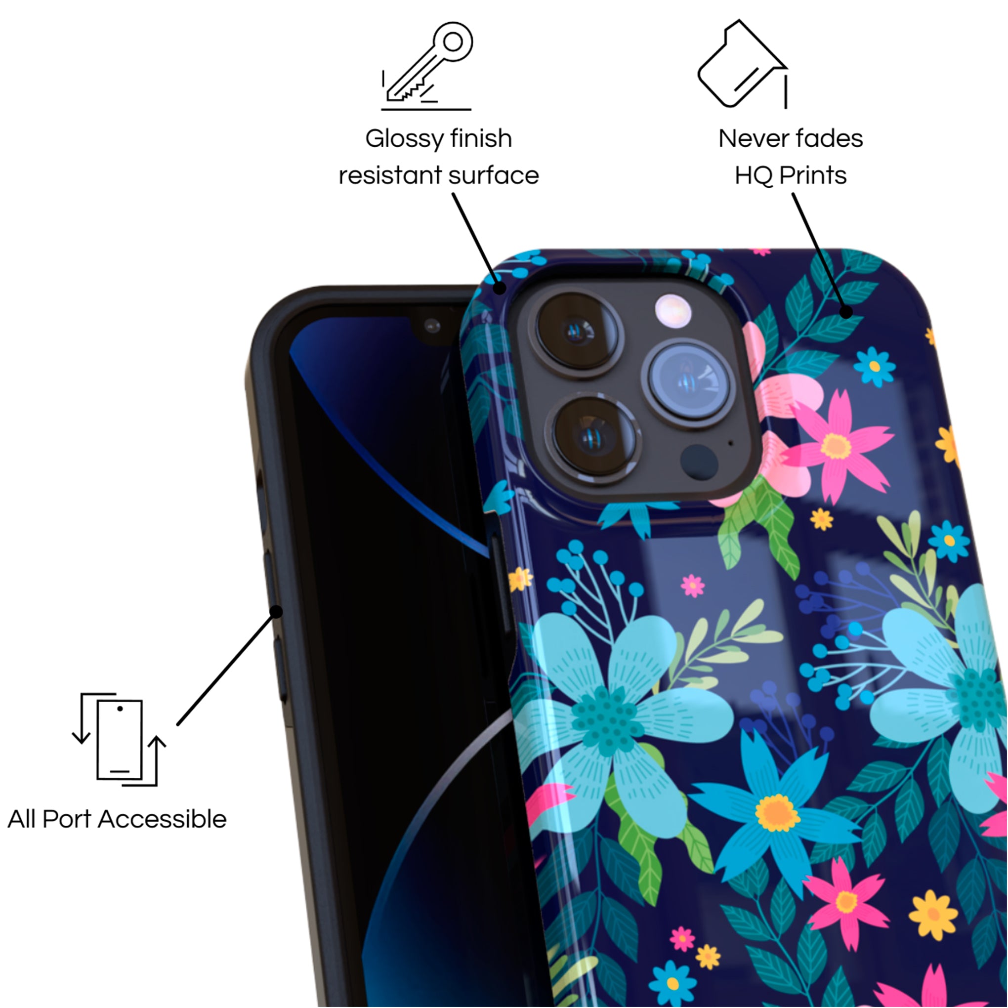 Protective Cover Case - Design Rain of Colors and Flowers.