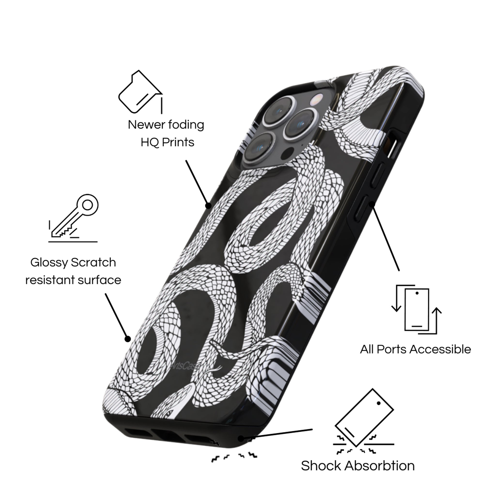 Protective Cover Case - Design Snake Dancing.