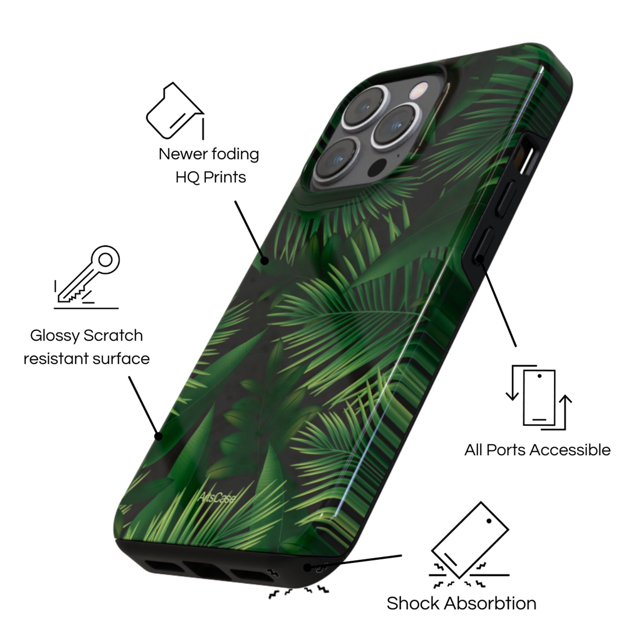 Protective Cover Case - Design Tropical Leaves I.