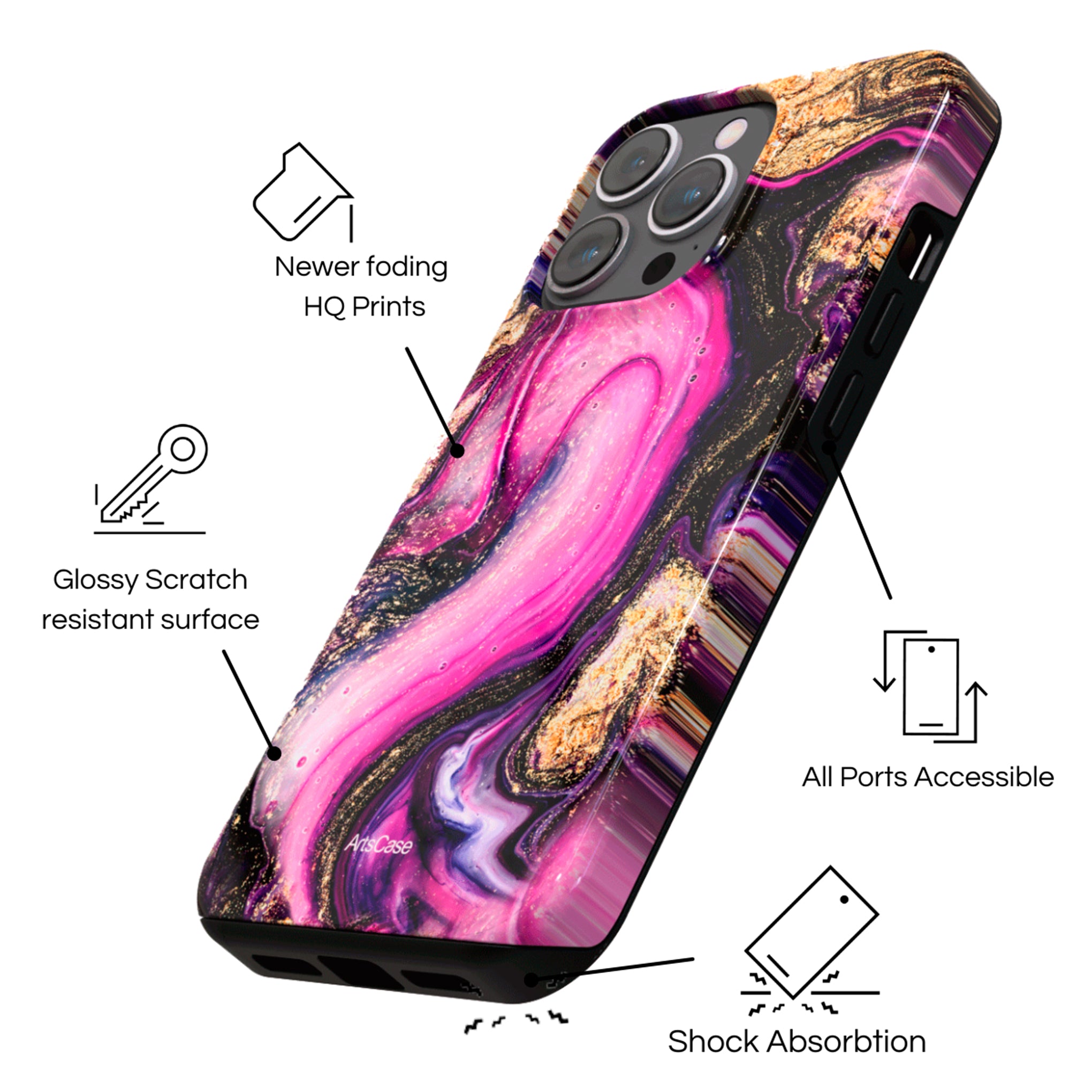 Protective Cover Case - Design Violet Marble Design.