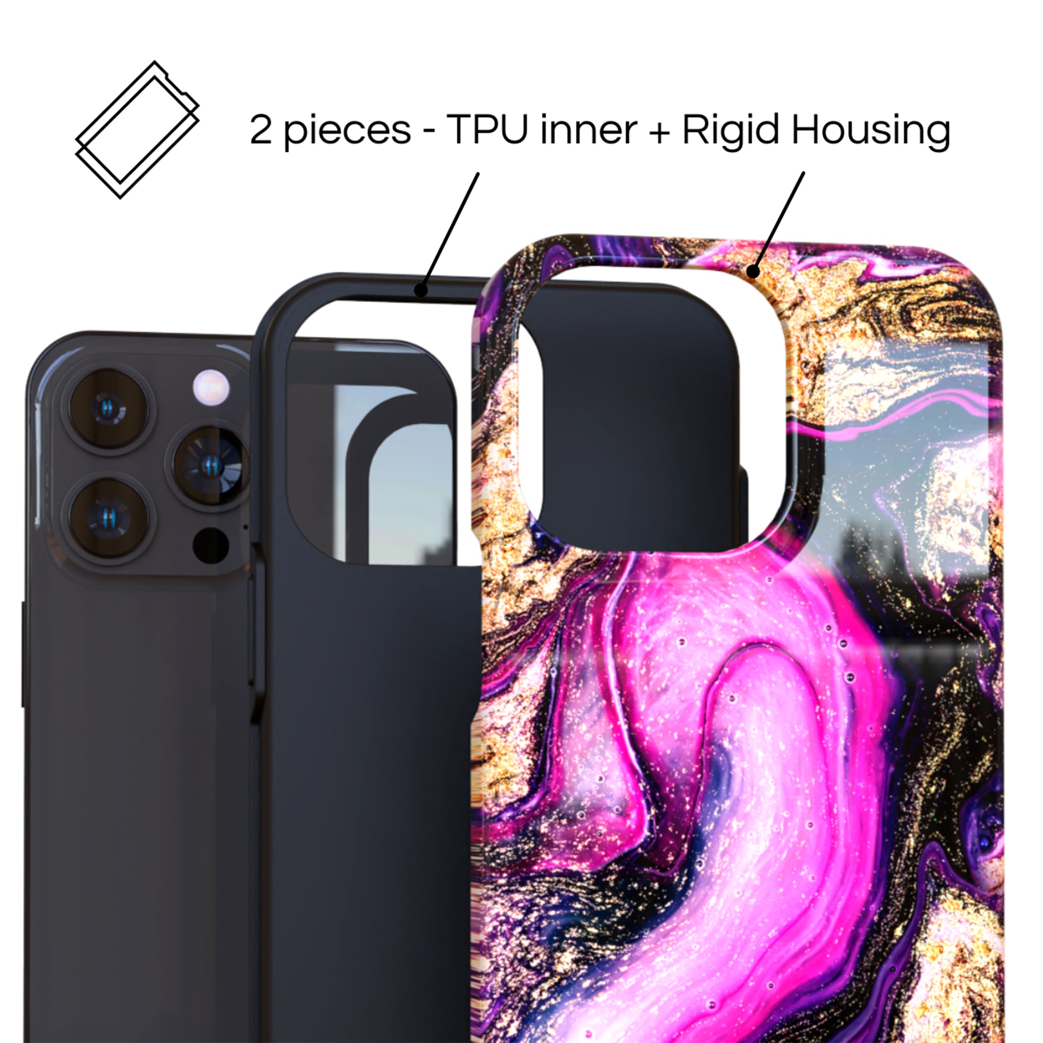 Protective Cover Case - Design Violet Marble Design.