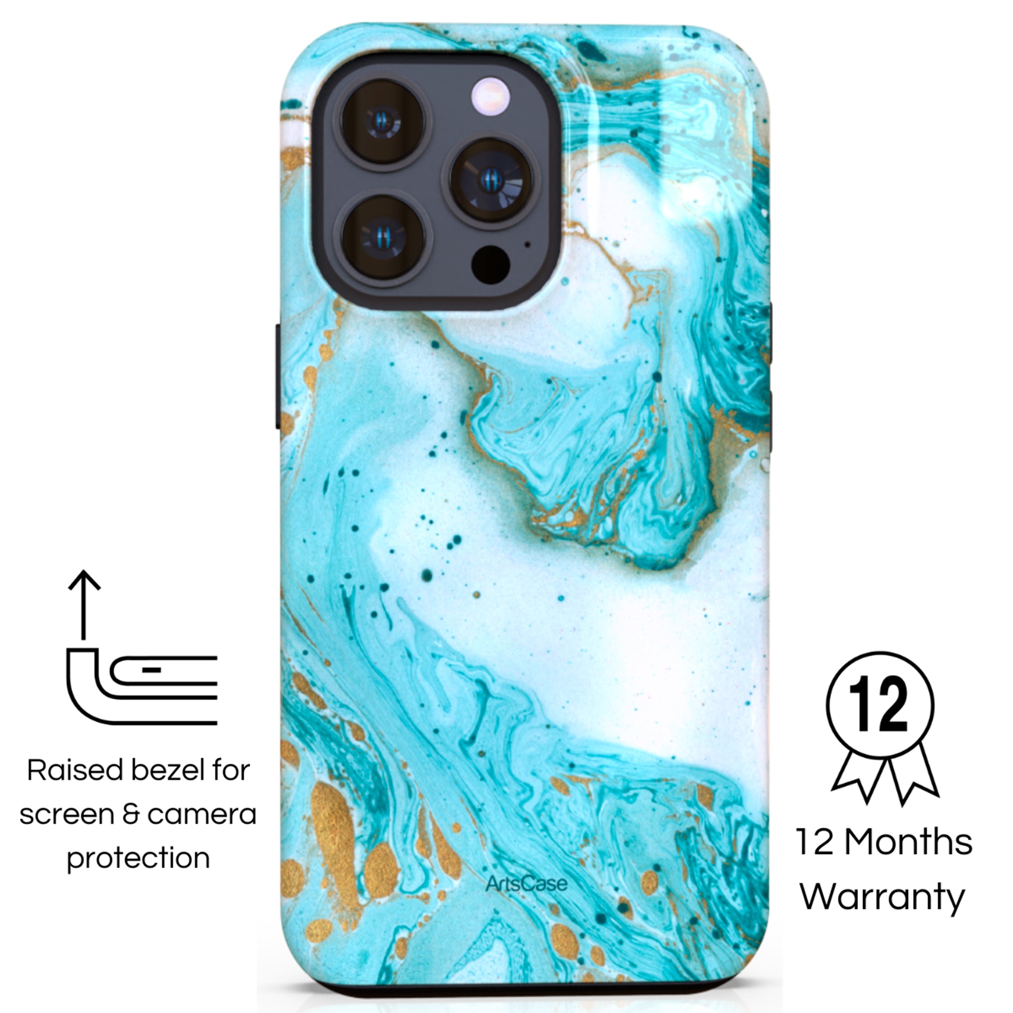 Protective Cover Case - Design Waves Teal.