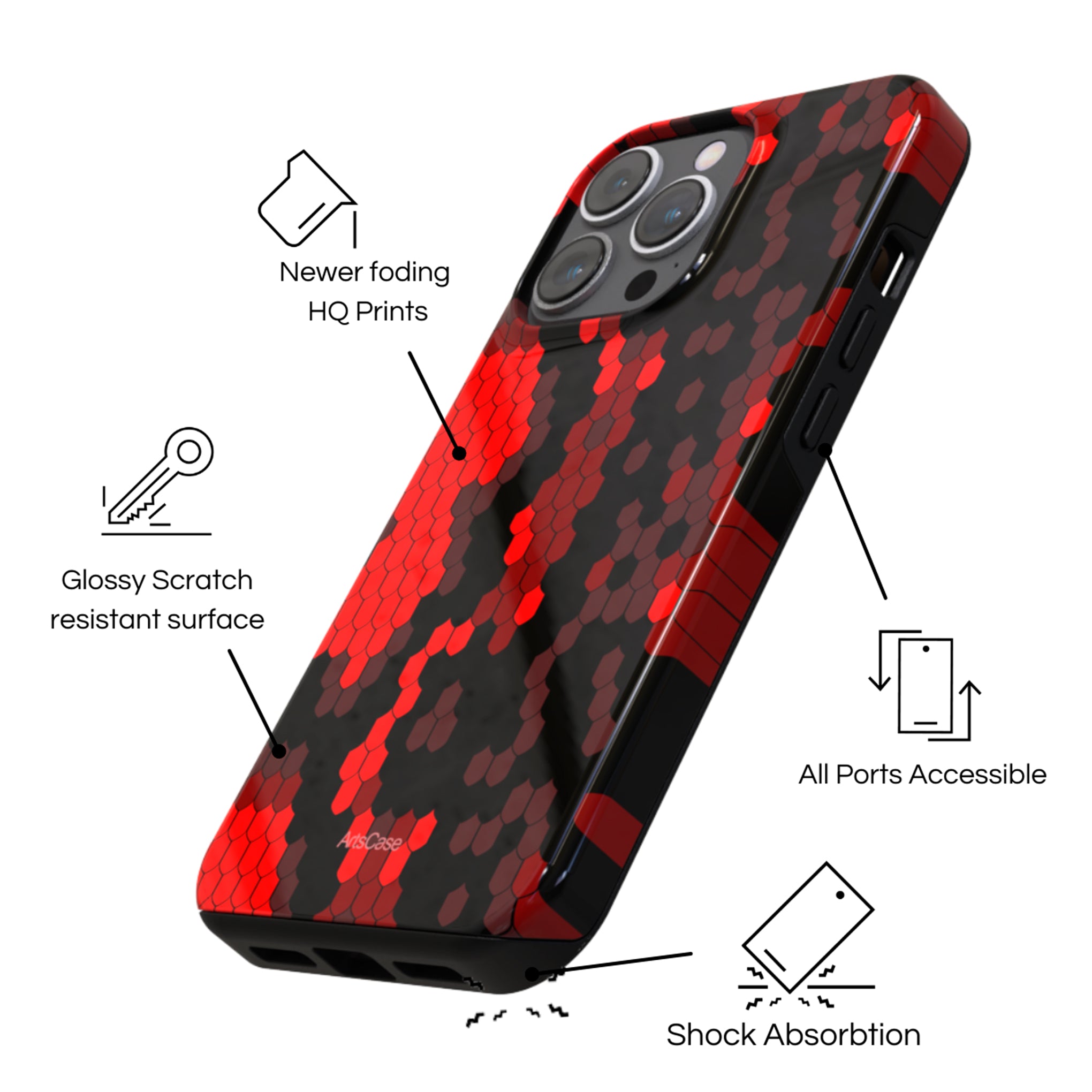 Protective Cover Case - Design  Wild Red Snake.