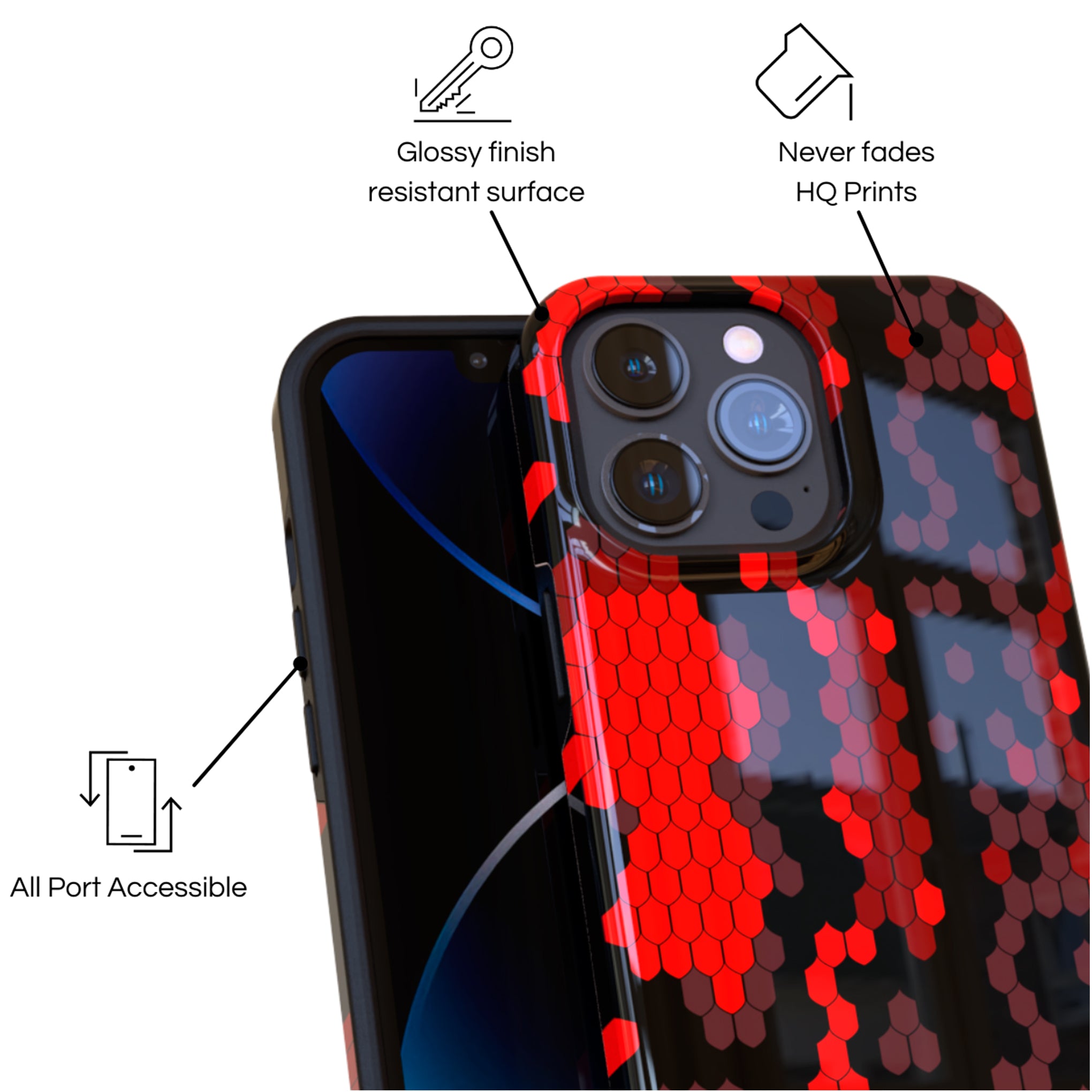 Protective Cover Case - Design  Wild Red Snake.