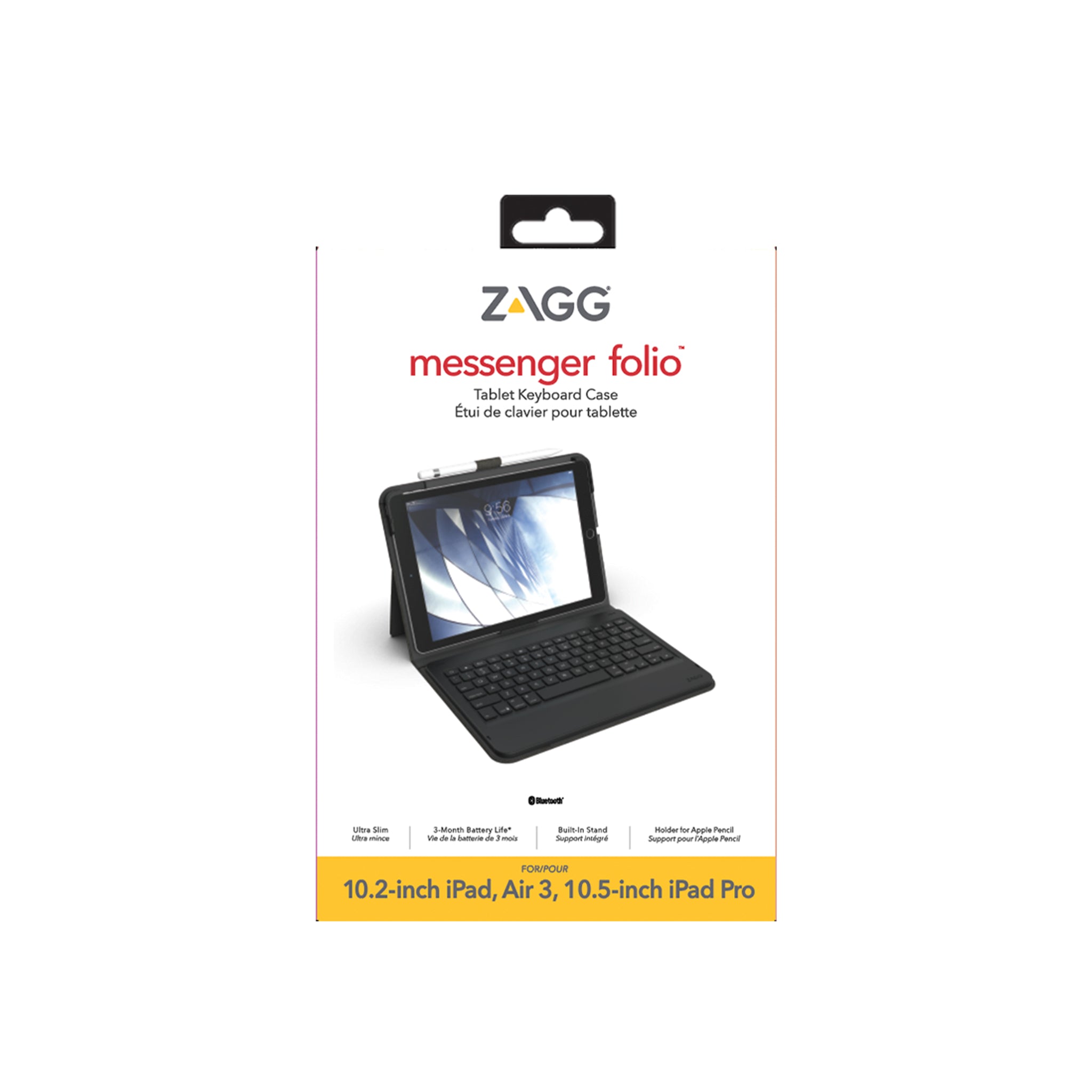 Zagg - Messenger Folio Bluetooth Keyboard For Apple Ipad 10.2 / Pro 10.5 / Air 3 - Charcoal