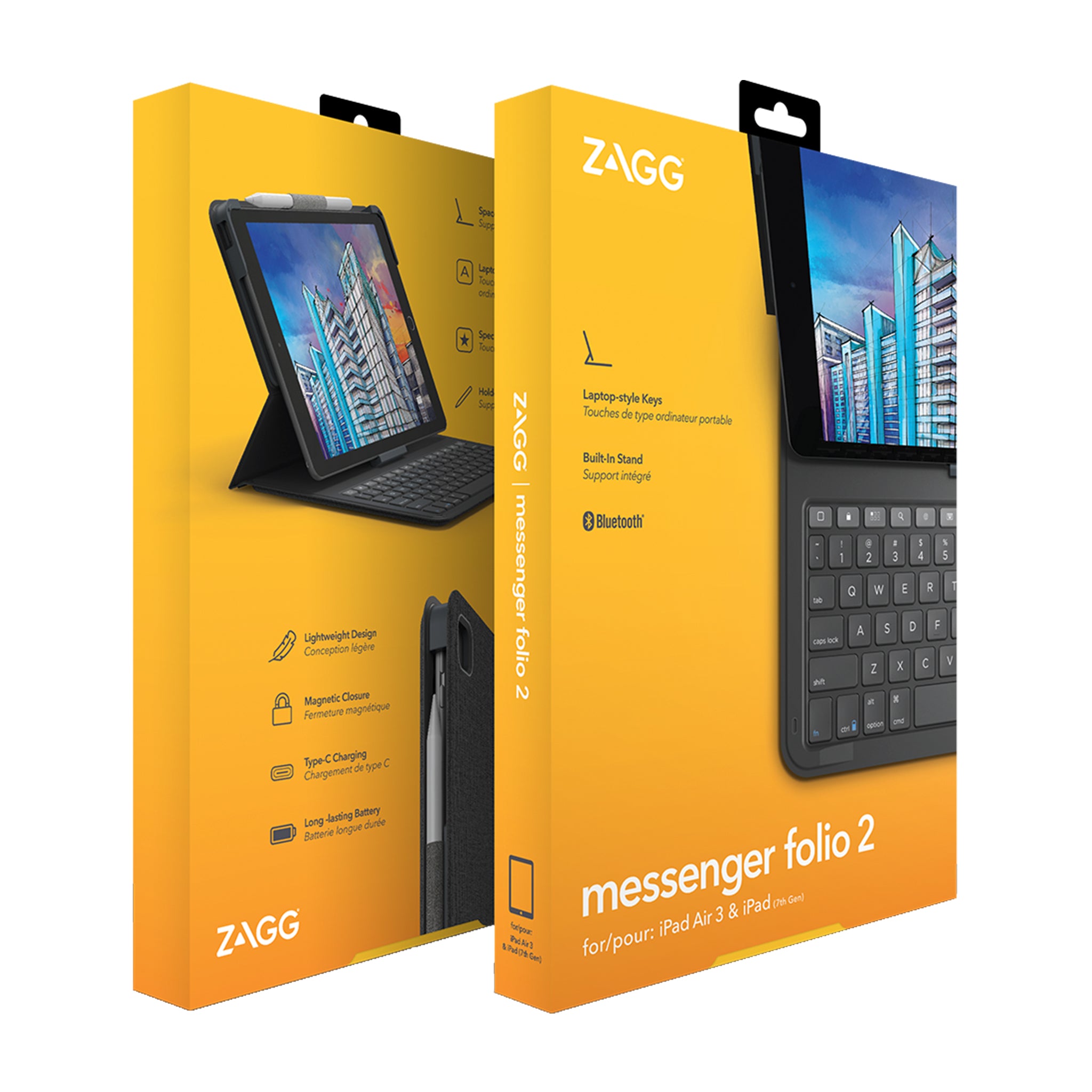 ZAGG - Messenger Folio 2 Keyboard And Case For Apple Ipad 10.2 / Air 10.5 / Pro 10.5 - Charcoal
