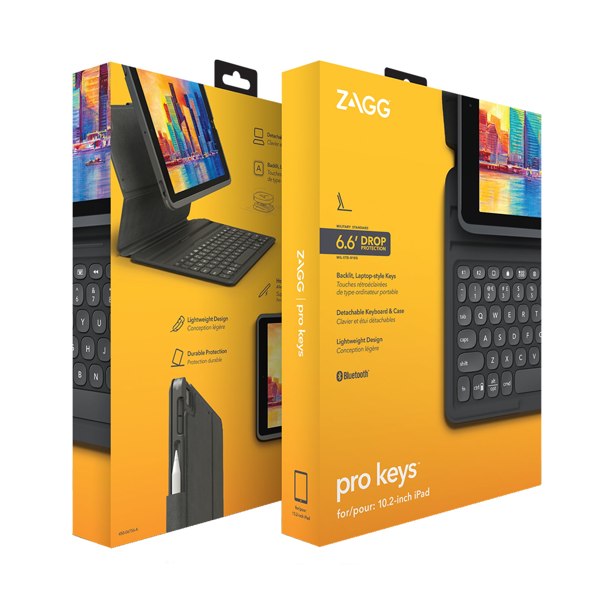 ZAGG - Pro Keys Bluetooth Keyboard Case For Apple Ipad 10.2 - Black And Gray