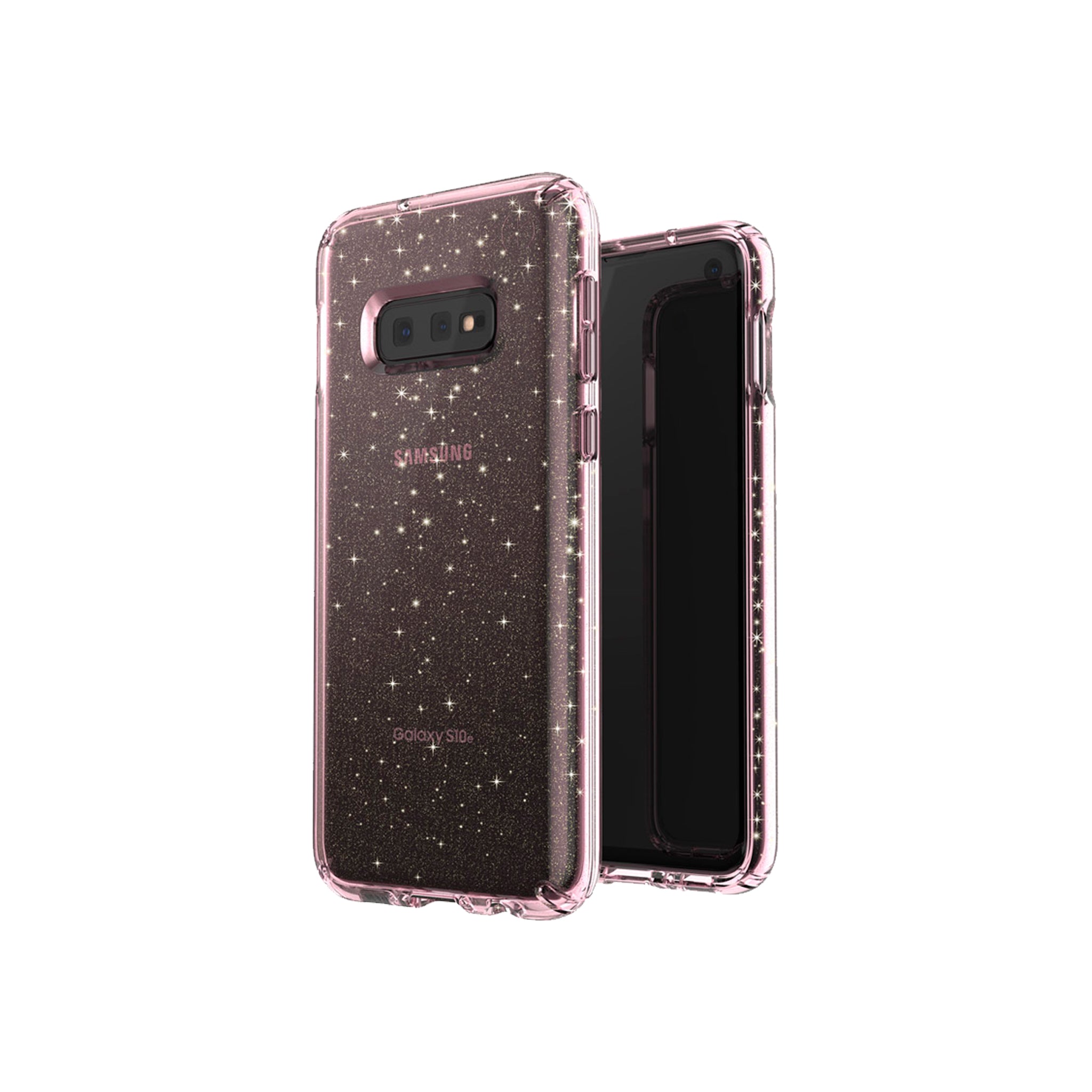 Speck - Presidio Clear Case for Samsung Galaxy S10e - Bella Pink with Gold Glitter