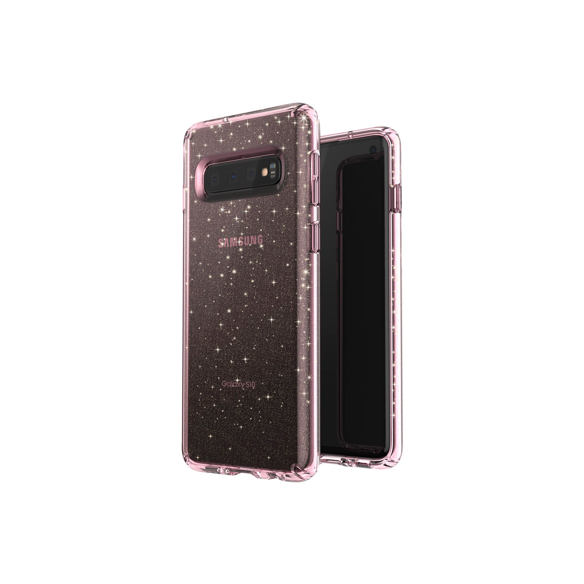 Speck - Presidio Clear Case For Samsung Galaxy S10 - Bella Pink With Gold Glitter