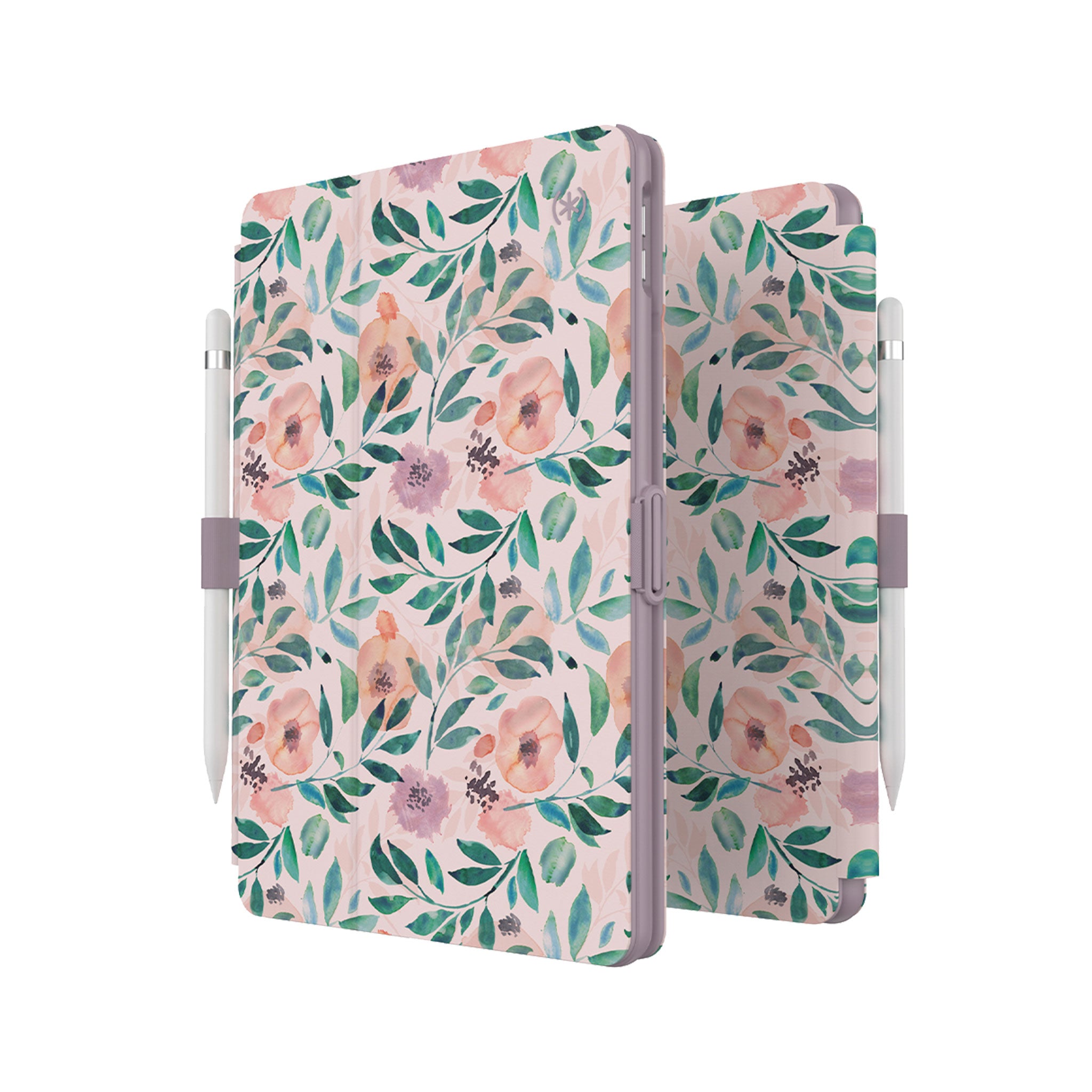Speck - Balance Folio Case For Apple Ipad 10.2 - Watercolor Roses And Washed Lilac