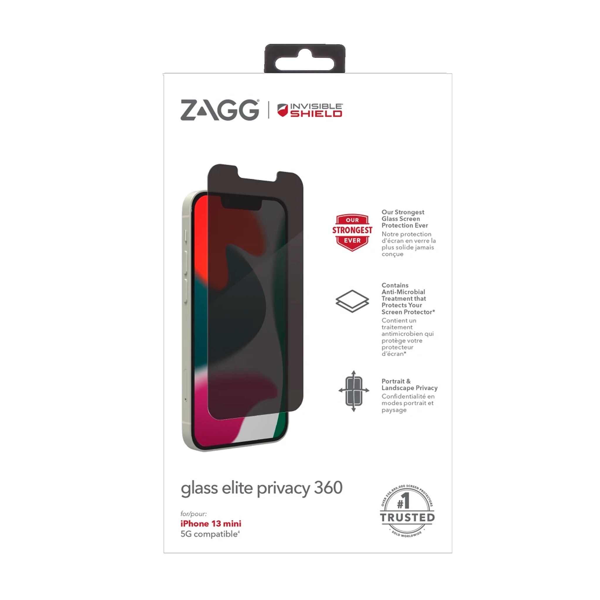 Zagg - Invisibleshield Glass Elite Privacy Edge Plus Screen Protector For Apple Iphone 13 Mini - Privacy