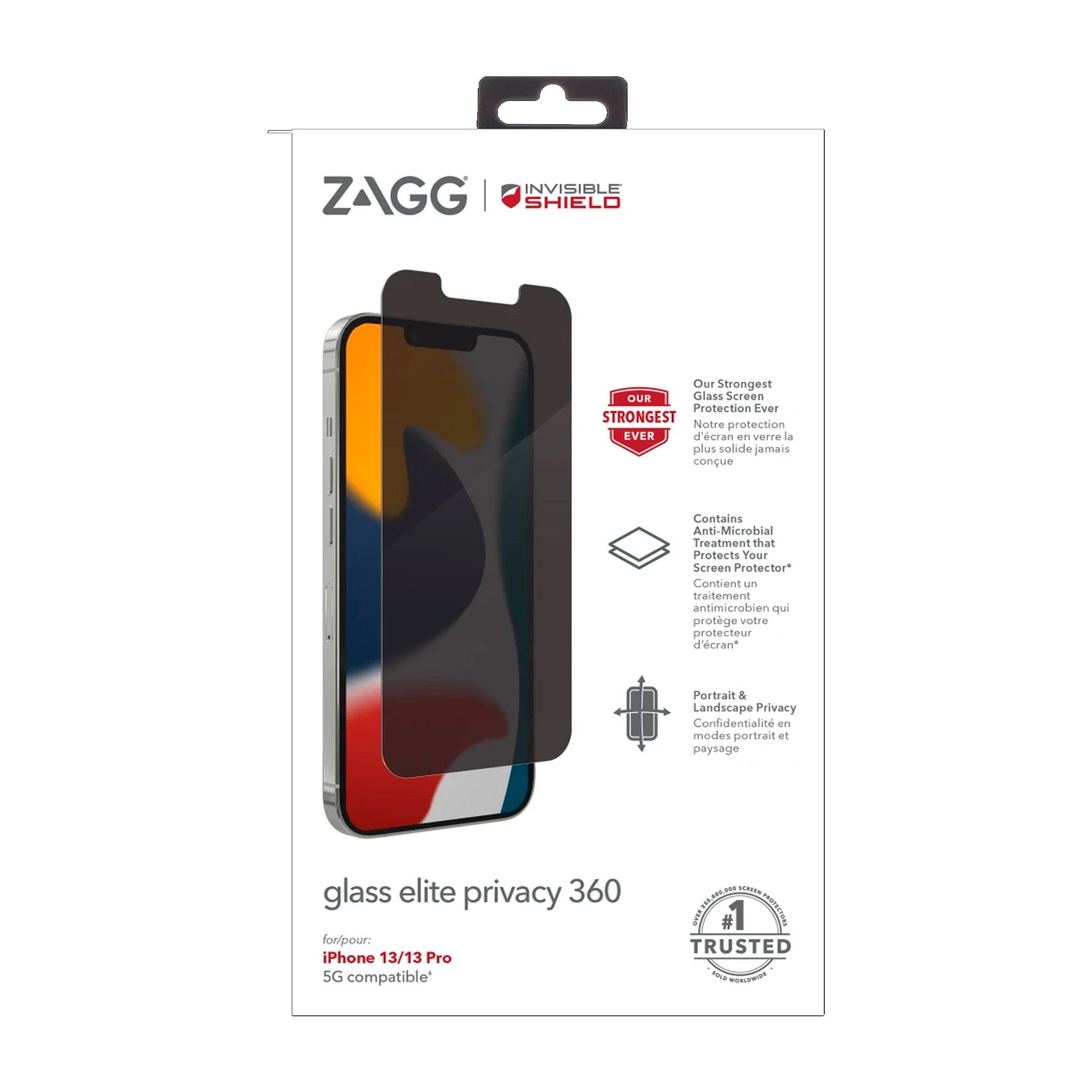 Zagg - Invisibleshield Glass Elite Privacy Edge Plus Screen Protector For Apple Iphone 13 / 13 Pro - Privacy