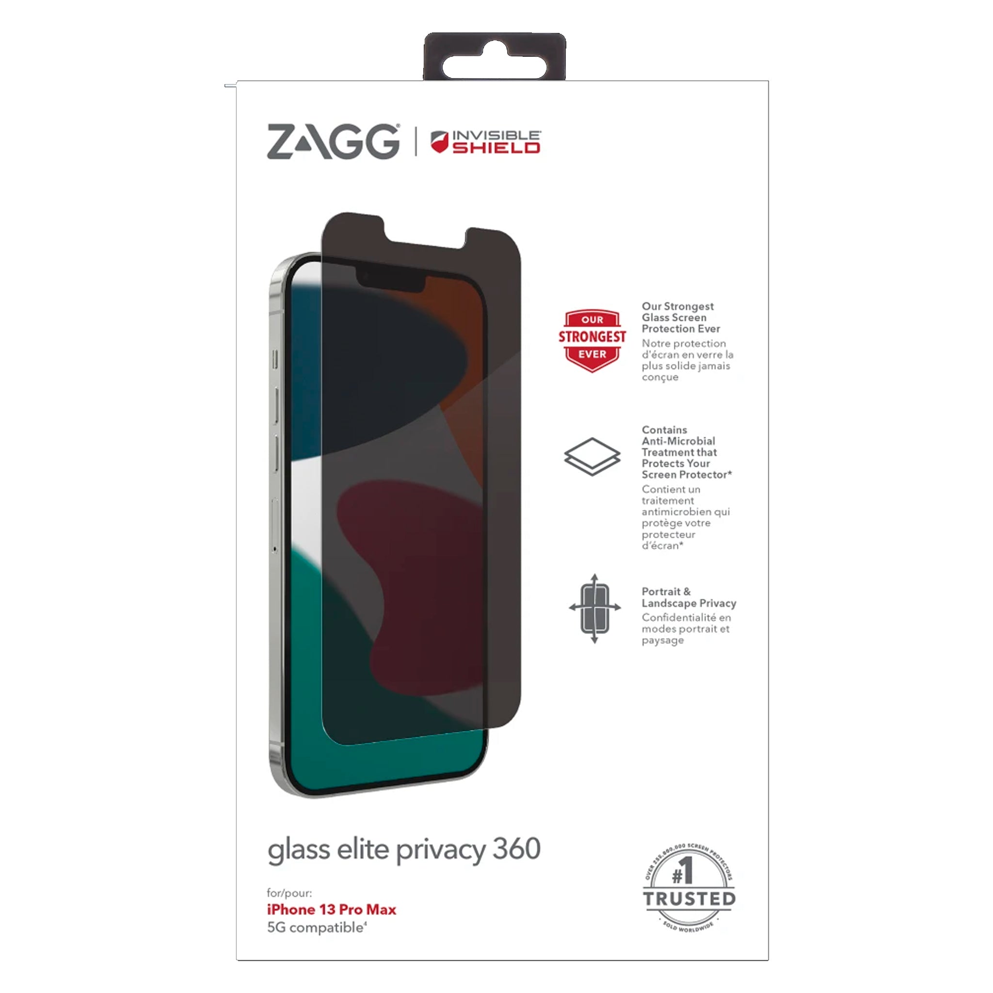 Zagg - Invisibleshield Glass Elite Privacy Edge Plus Screen Protector For Apple Iphone 13 Pro Max - Privacy