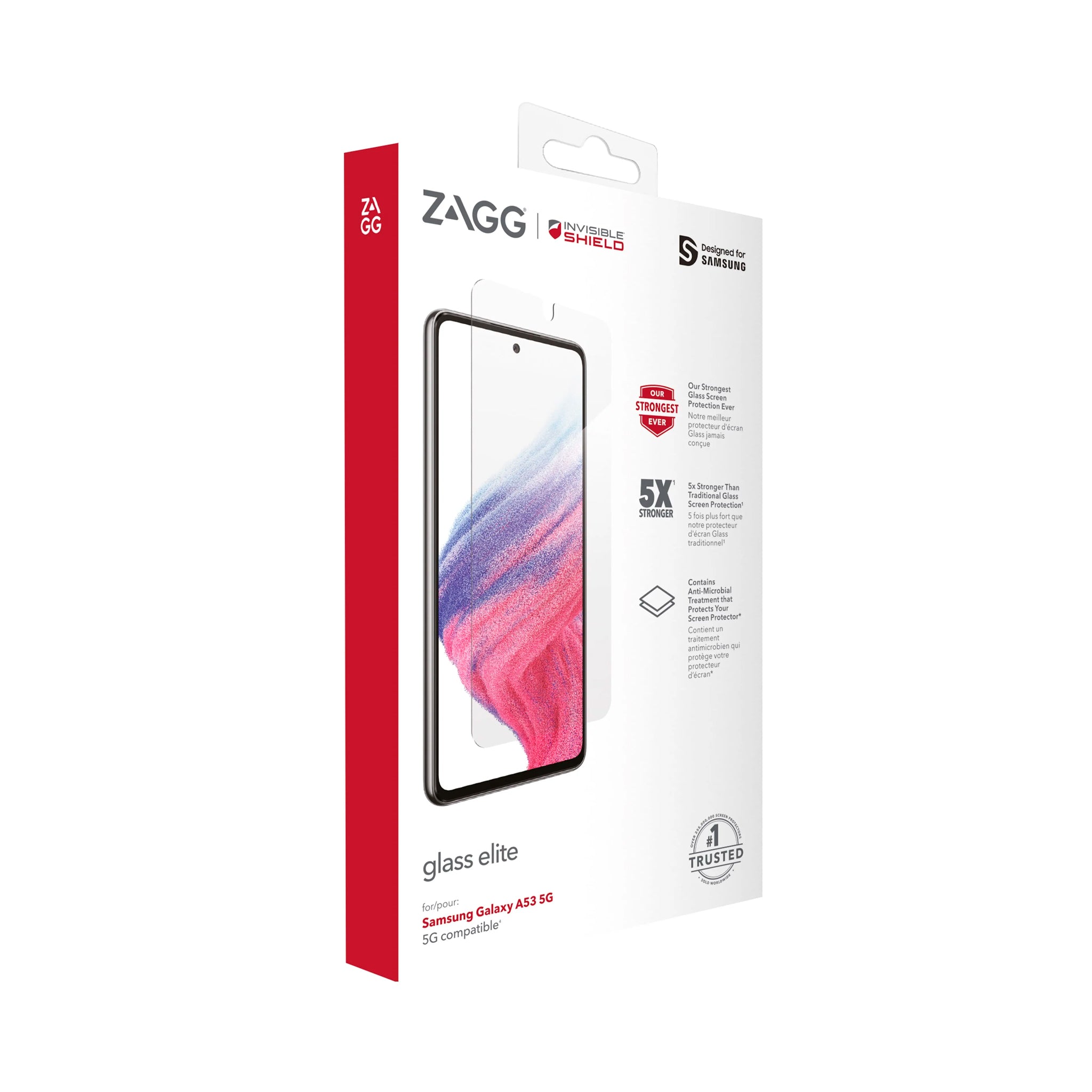 Zagg - Invisibleshield Glass Elite Antimicrobial Glass Screen Protector For Samsung Galaxy A53 5g - Clear