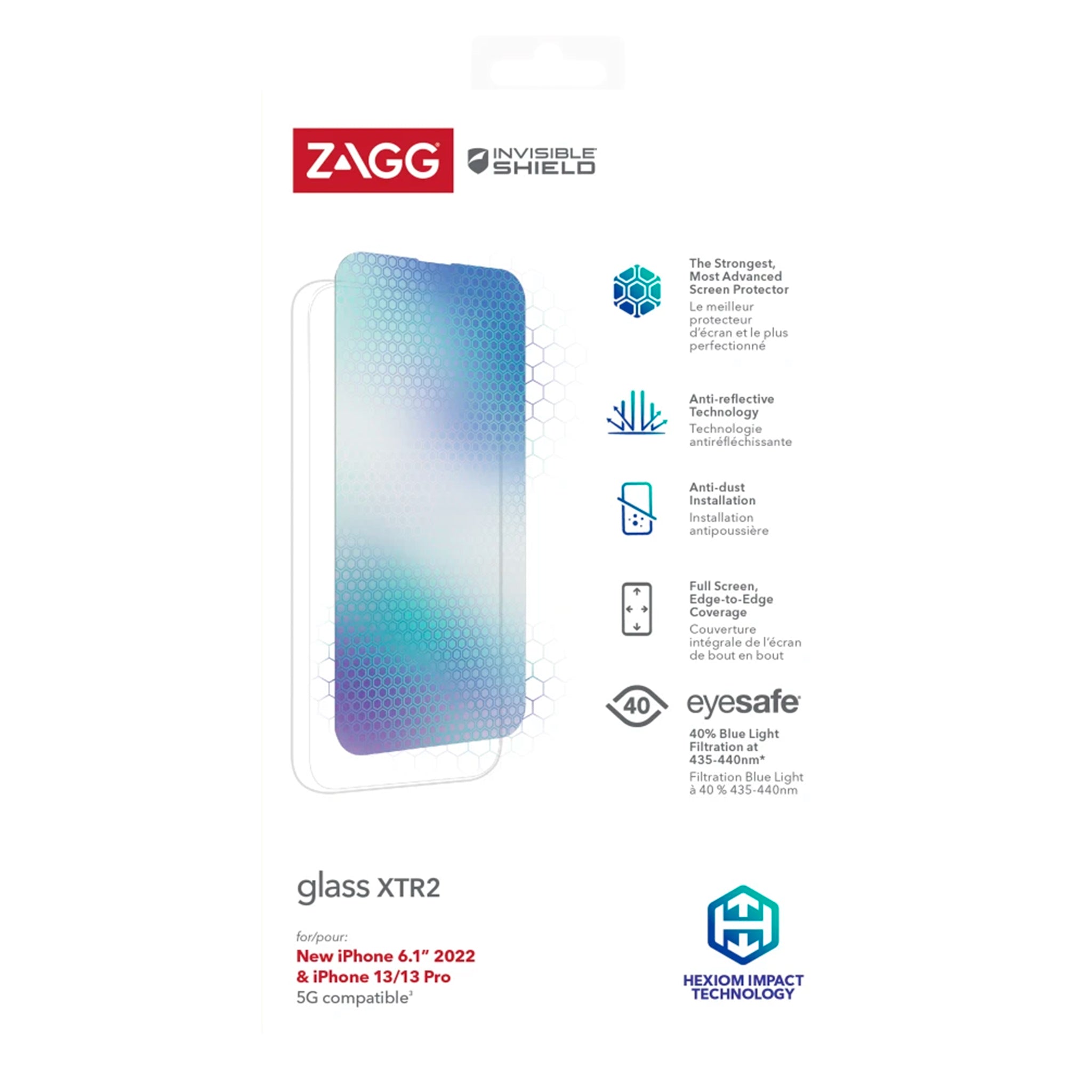 Zagg - Invisibleshield Glass Xtr Screen Protector For Apple Iphone 14 / 13 / 13 Pro - Clear