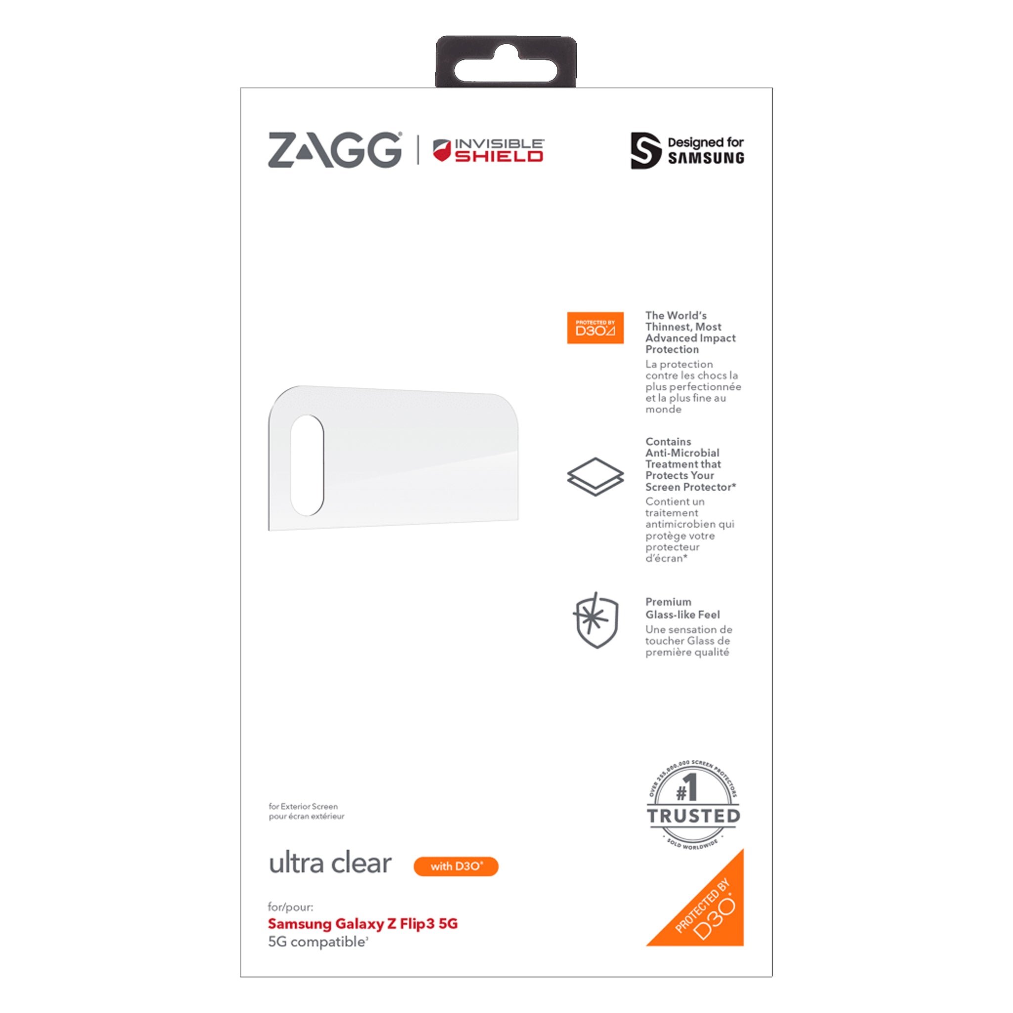 Zagg - Invisibleshield Ultra Clear Plus D3o Screen Protector For Samsung Galaxy Z Flip3 5g - Clear