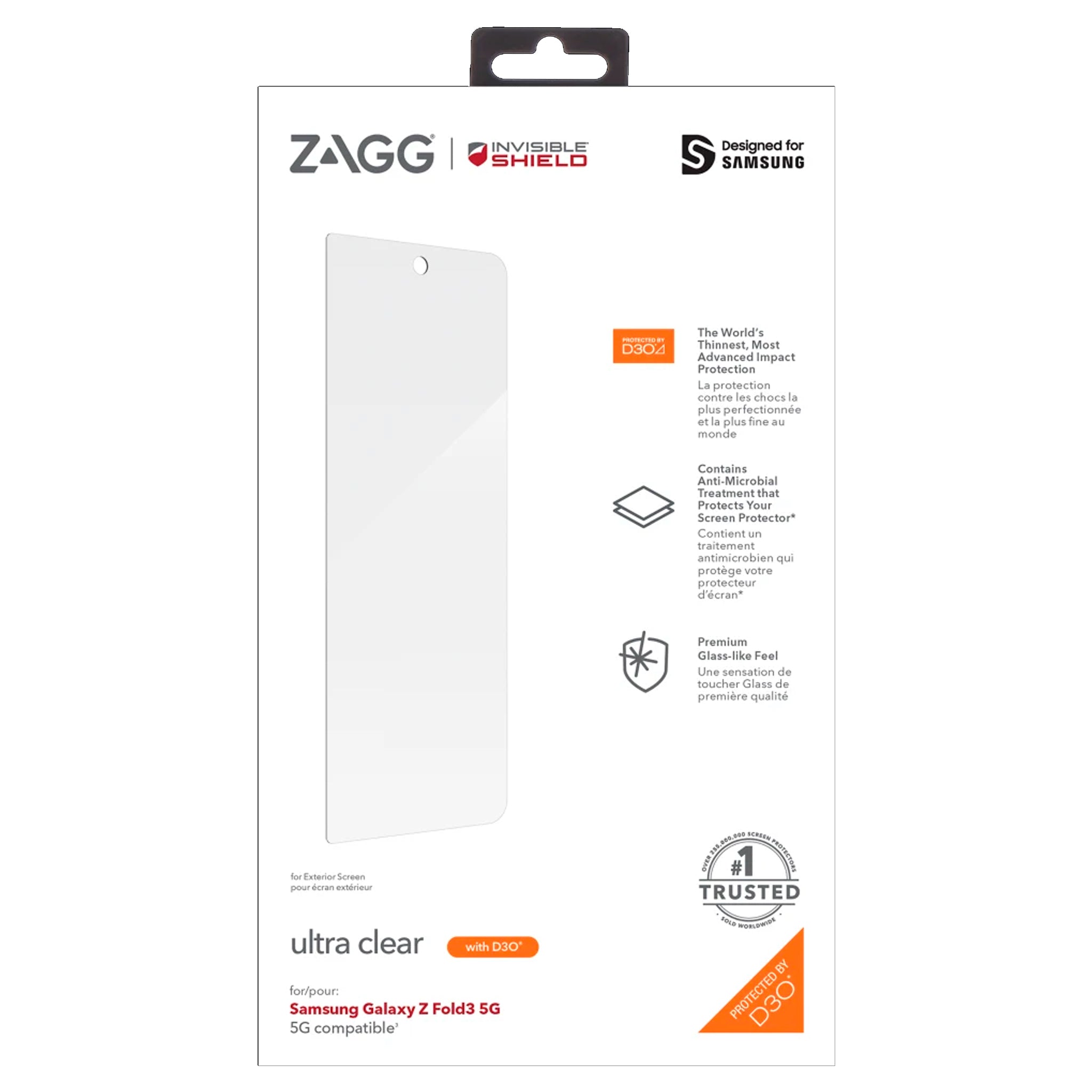 Zagg - Invisibleshield Ultra Clear Plus D3o Screen Protector For Samsung Galaxy Z Fold3 5g - Clear