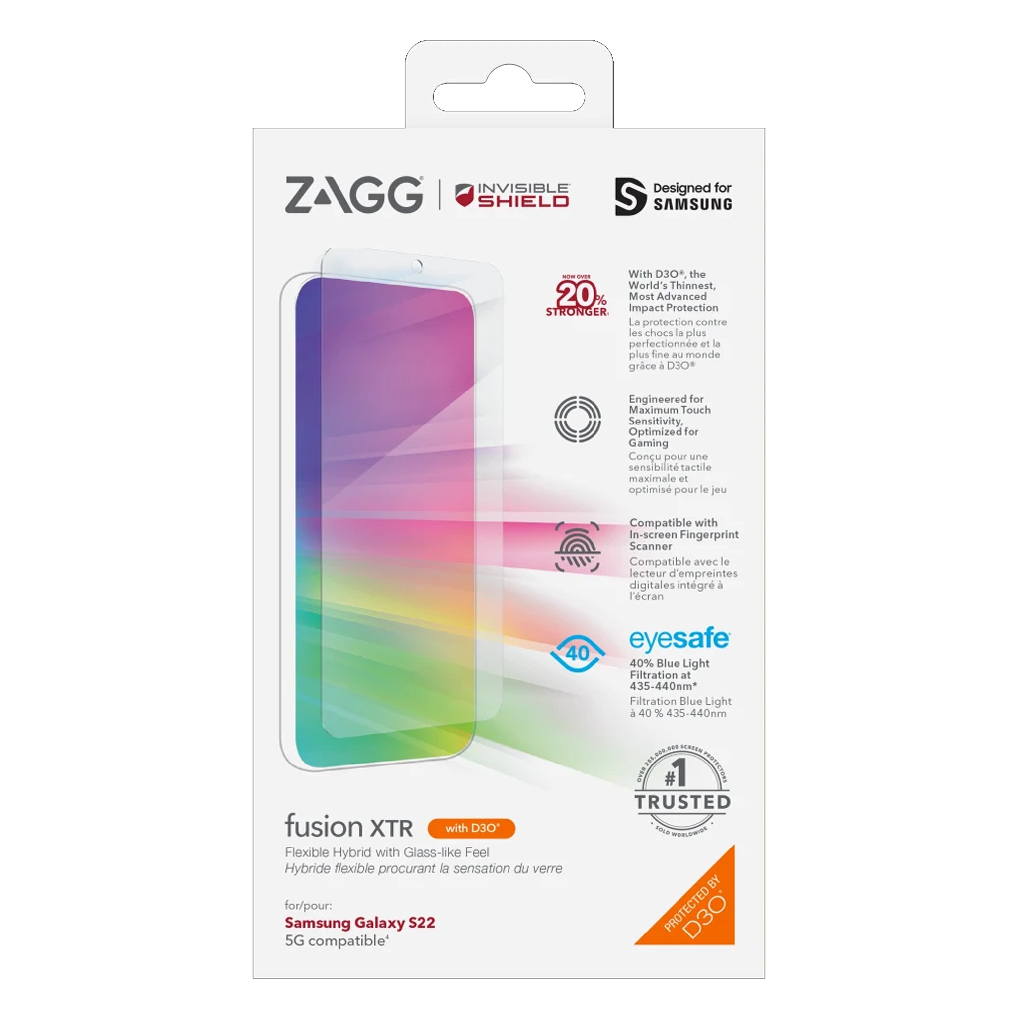 Zagg - Invisibleshield Glassfusion Xtr D3o Screen Protector For Samsung Galaxy S22 - Clear