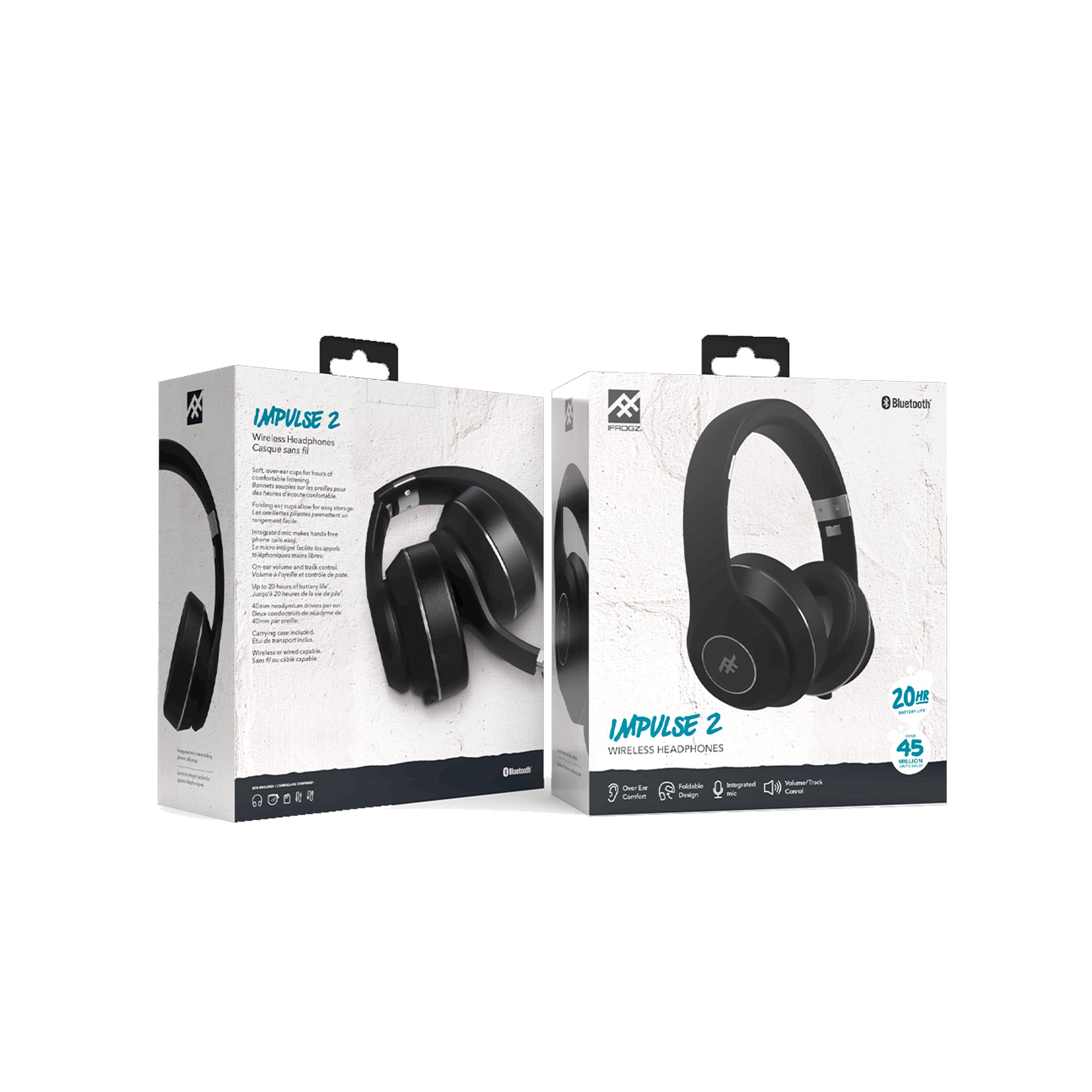 Ifrogz - Impulse 2 Over Ear Bluetooth Headphones - Black