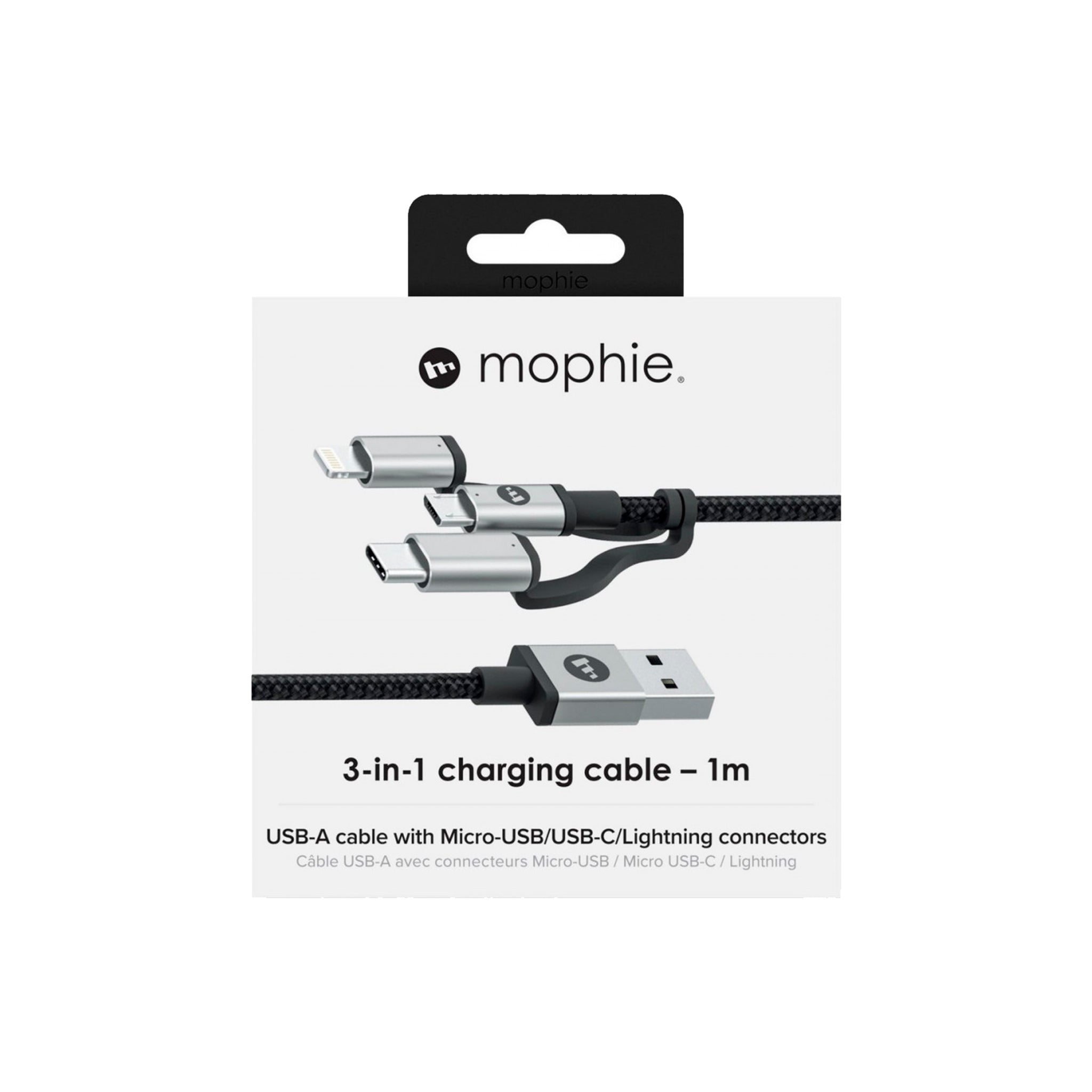 Mophie - Tri Tip Cable 3ft - Black