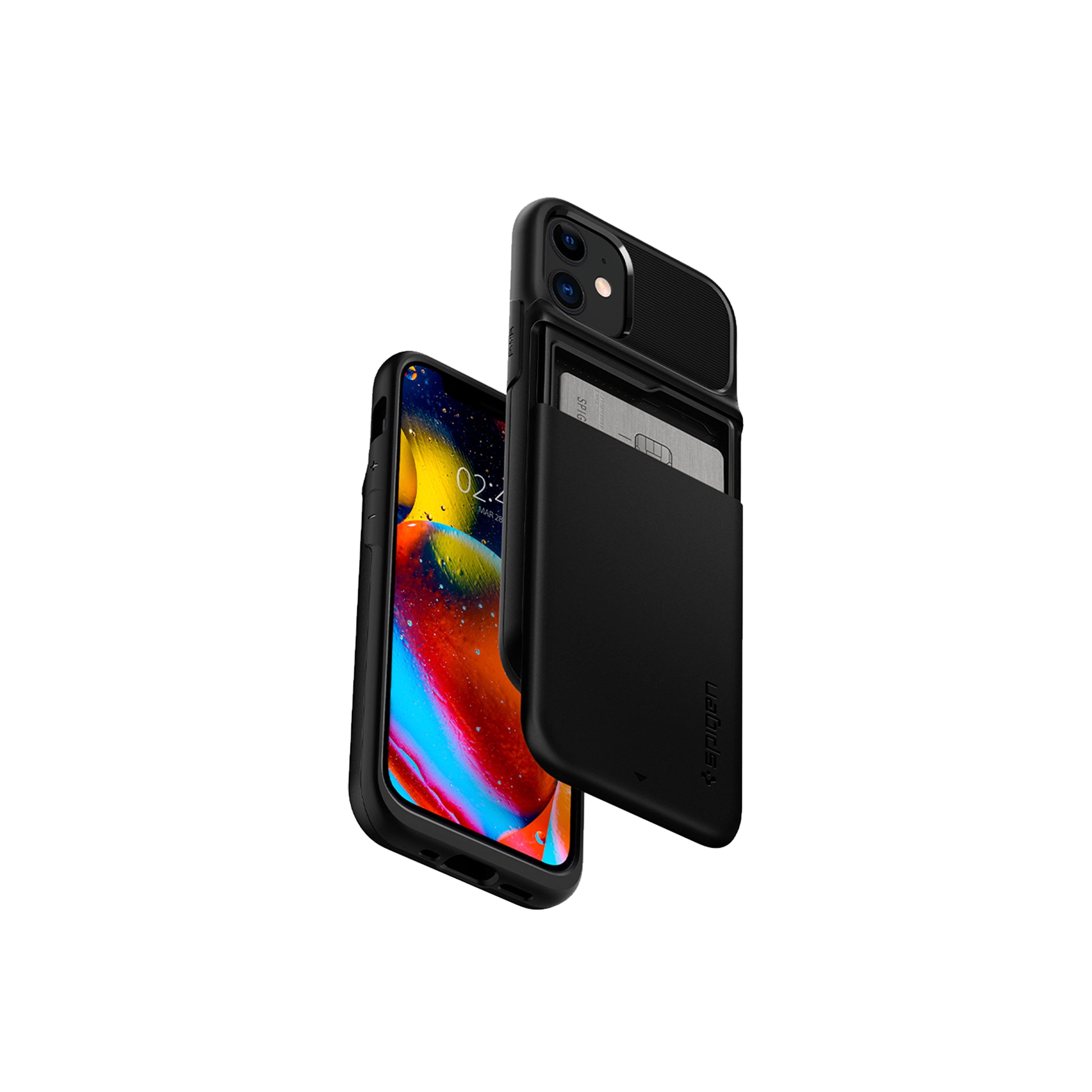 Spigen - Slim Armor Wallet Case For Apple Iphone 12 Mini - Black