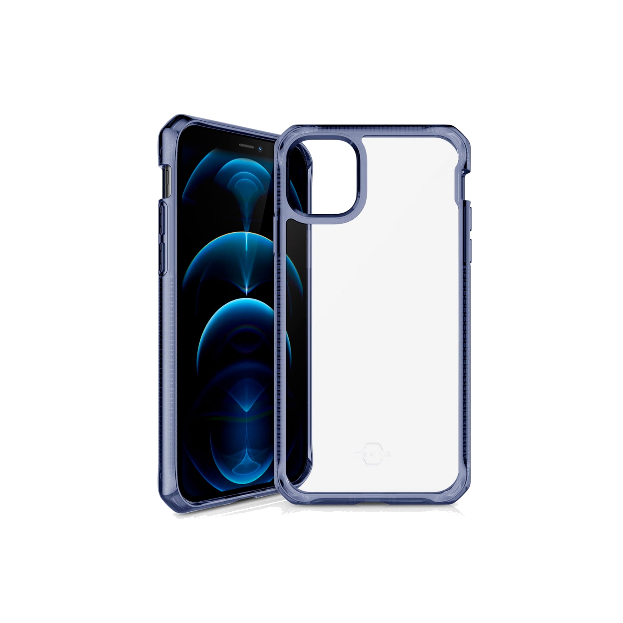 Itskins - Hybrid Clear Case For Apple Iphone 12 / 12 Pro - Deep Blue And Transparent