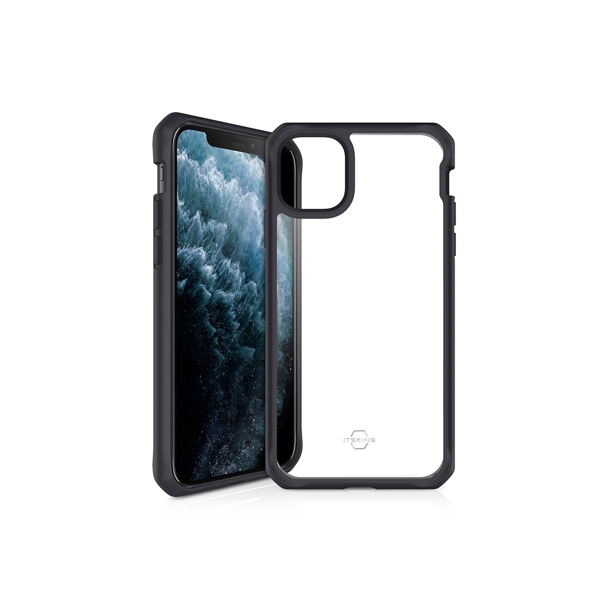 Itskins - Hybrid Solid Case For Apple Iphone 12 / 12 Pro - Black And Transparent