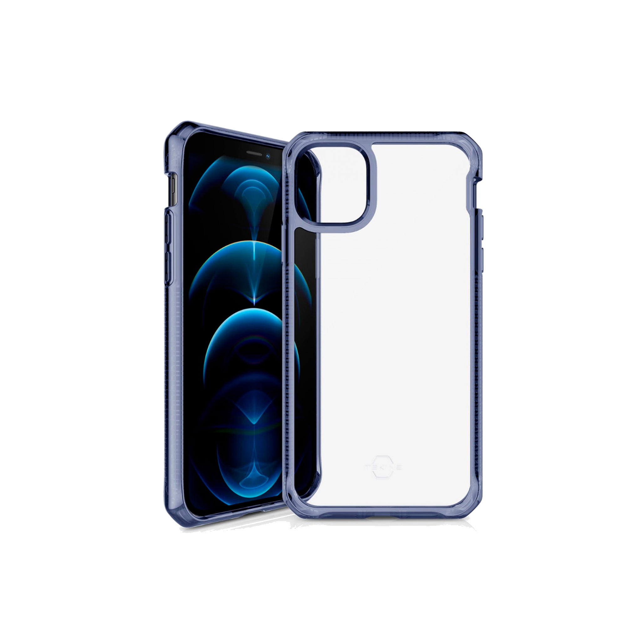 Itskins - Hybrid Clear Case For Apple Iphone 12 Pro Max - Deep Blue And Transparent