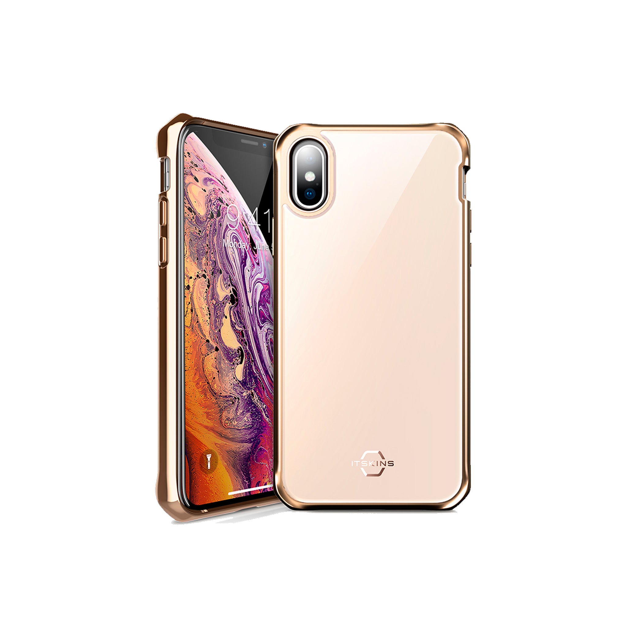 Itskins - Hybrid Glass Iridium Case For Apple Iphone Xs / X - Gold