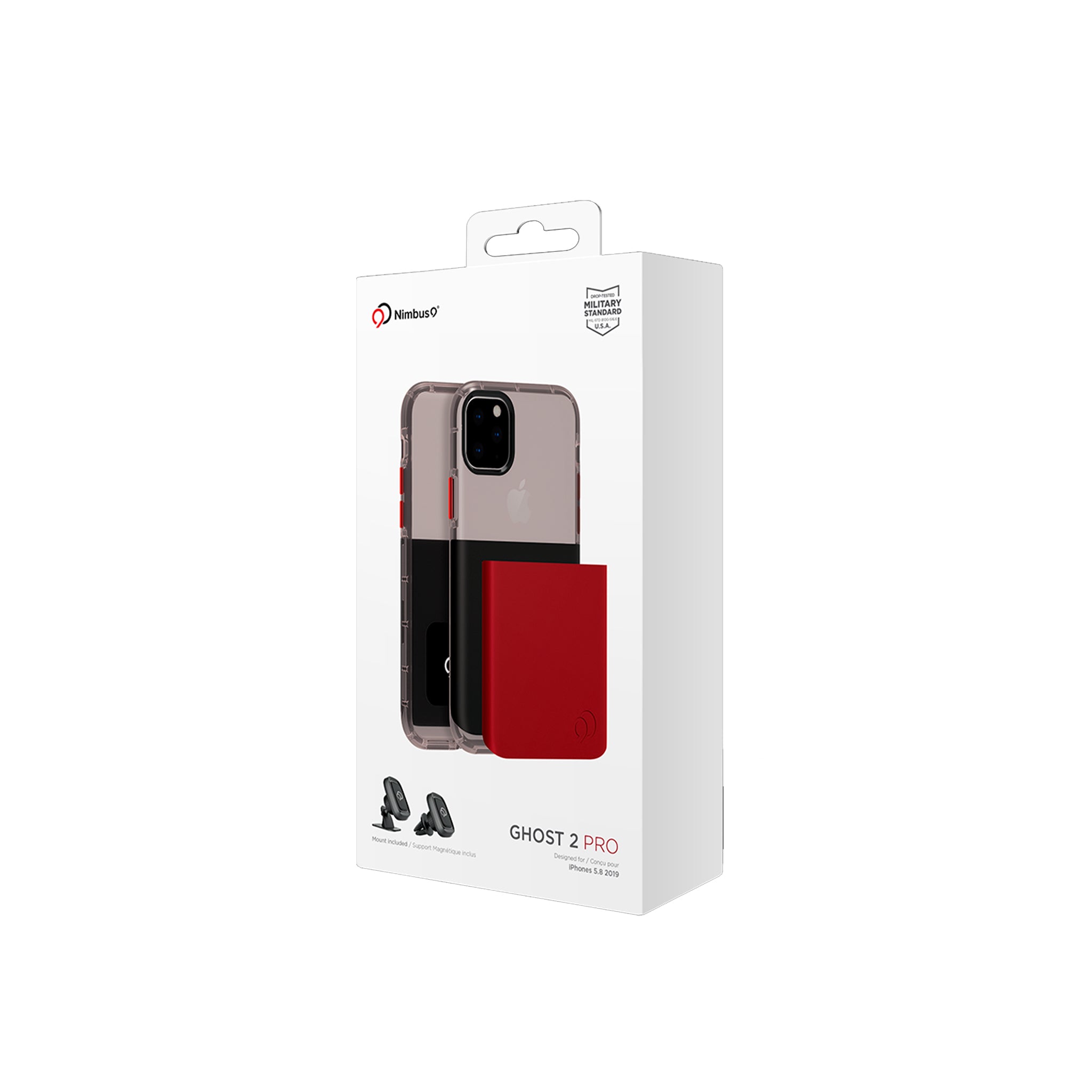 Nimbus9 - Ghost 2 Pro Case With Mount For Apple Iphone 11 Pro / Xs / X - Pitch Black And Crimson