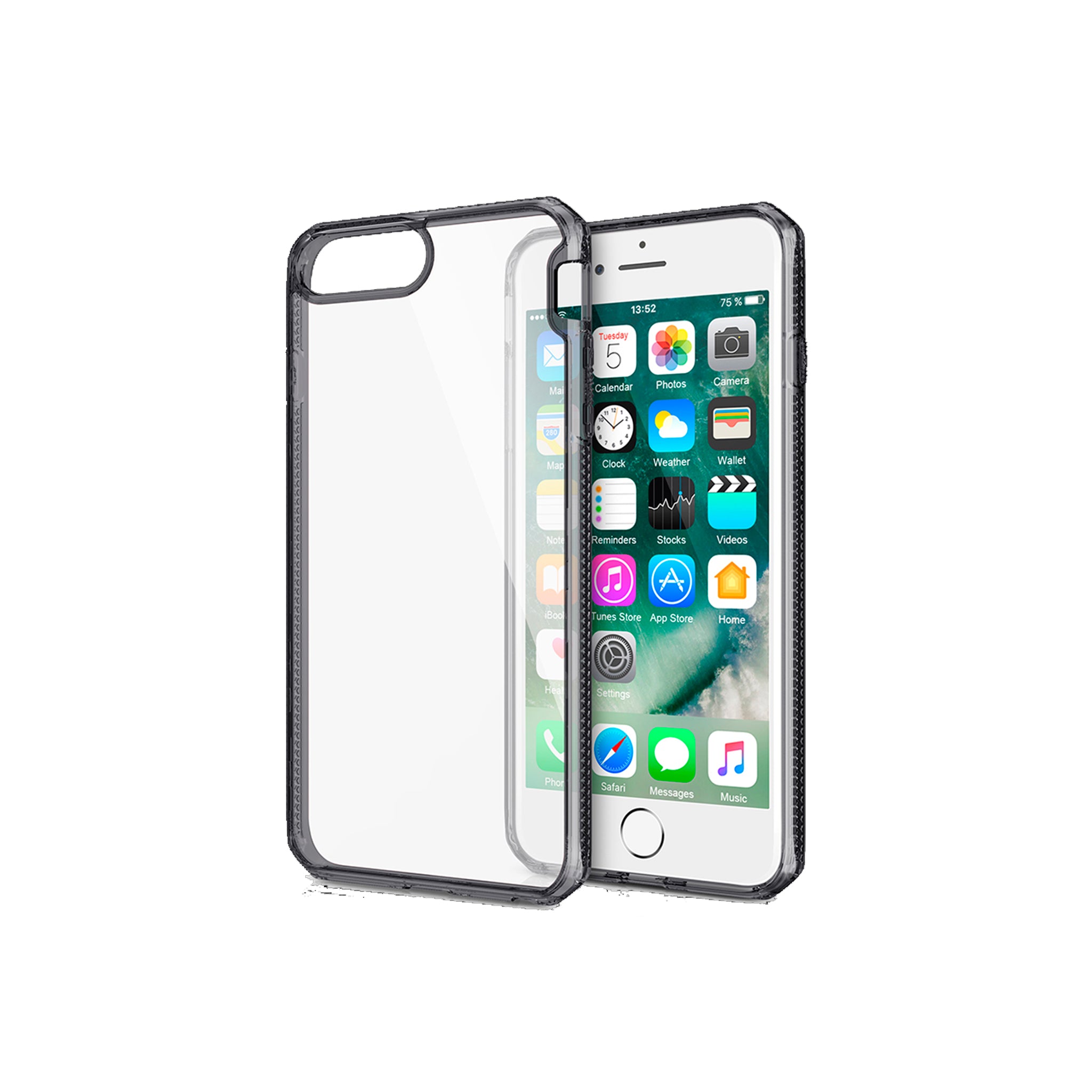 Itskins - Hybrid Frost Mkii Case For Apple Iphone 8 Plus / 7 Plus / 6s Plus / 6 Plus - Black And Transparent