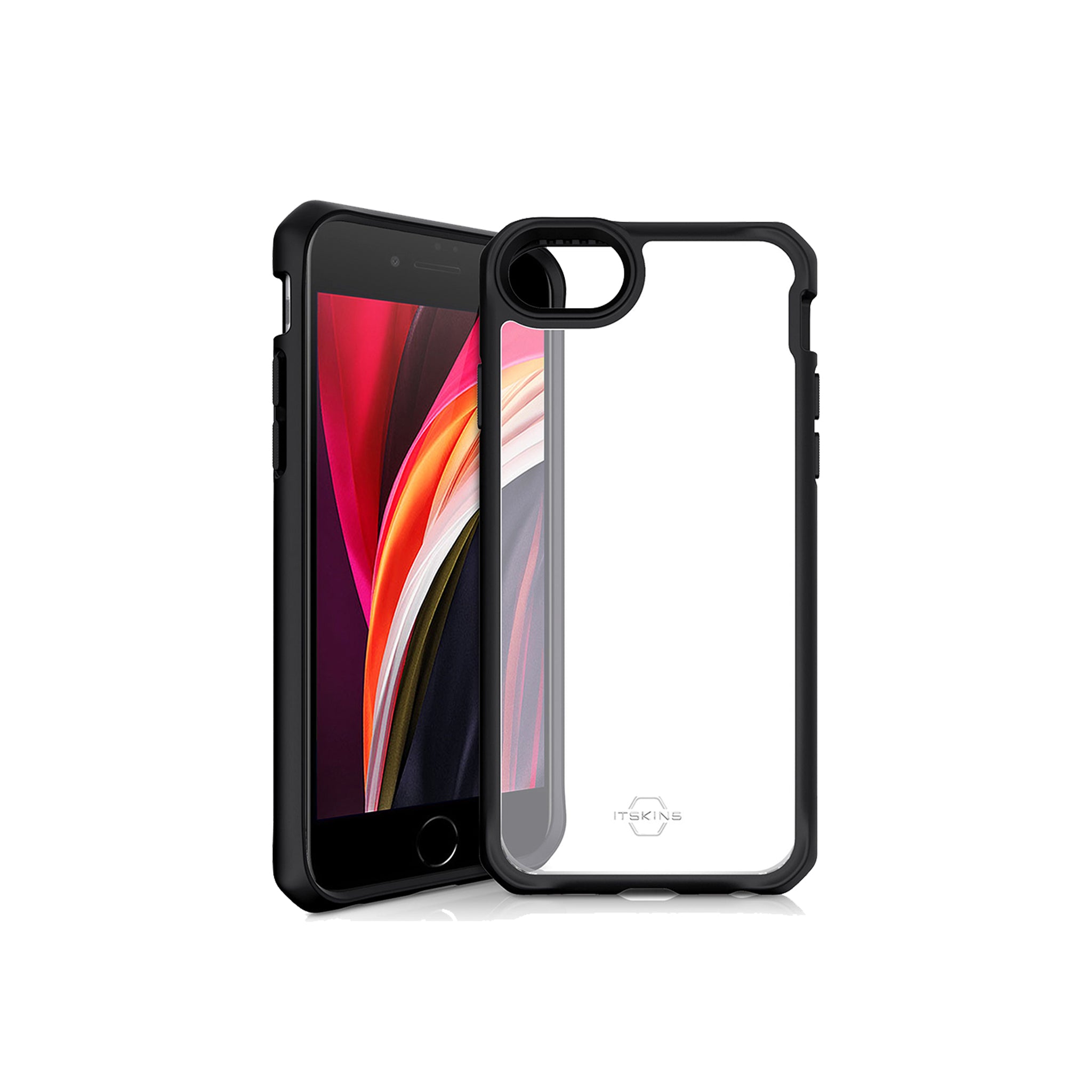 Itskins - Hybrid Solid Case For Apple Iphone Se / 8 / 7 / 6s / 6 - Black And Transparent