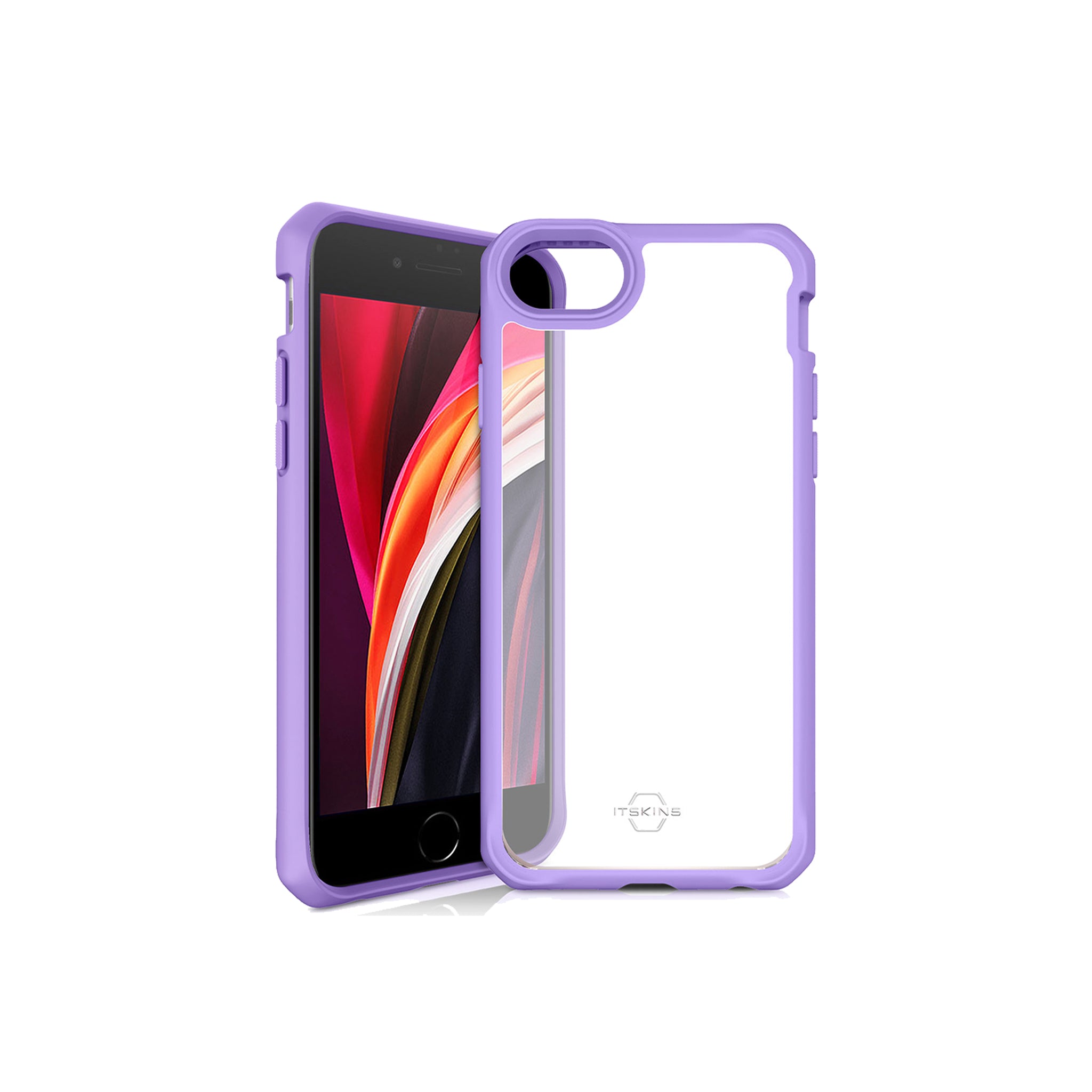 Itskins - Hybrid Solid Case For Apple Iphone Se / 8 / 7 / 6s / 6 - Purple And Transparent