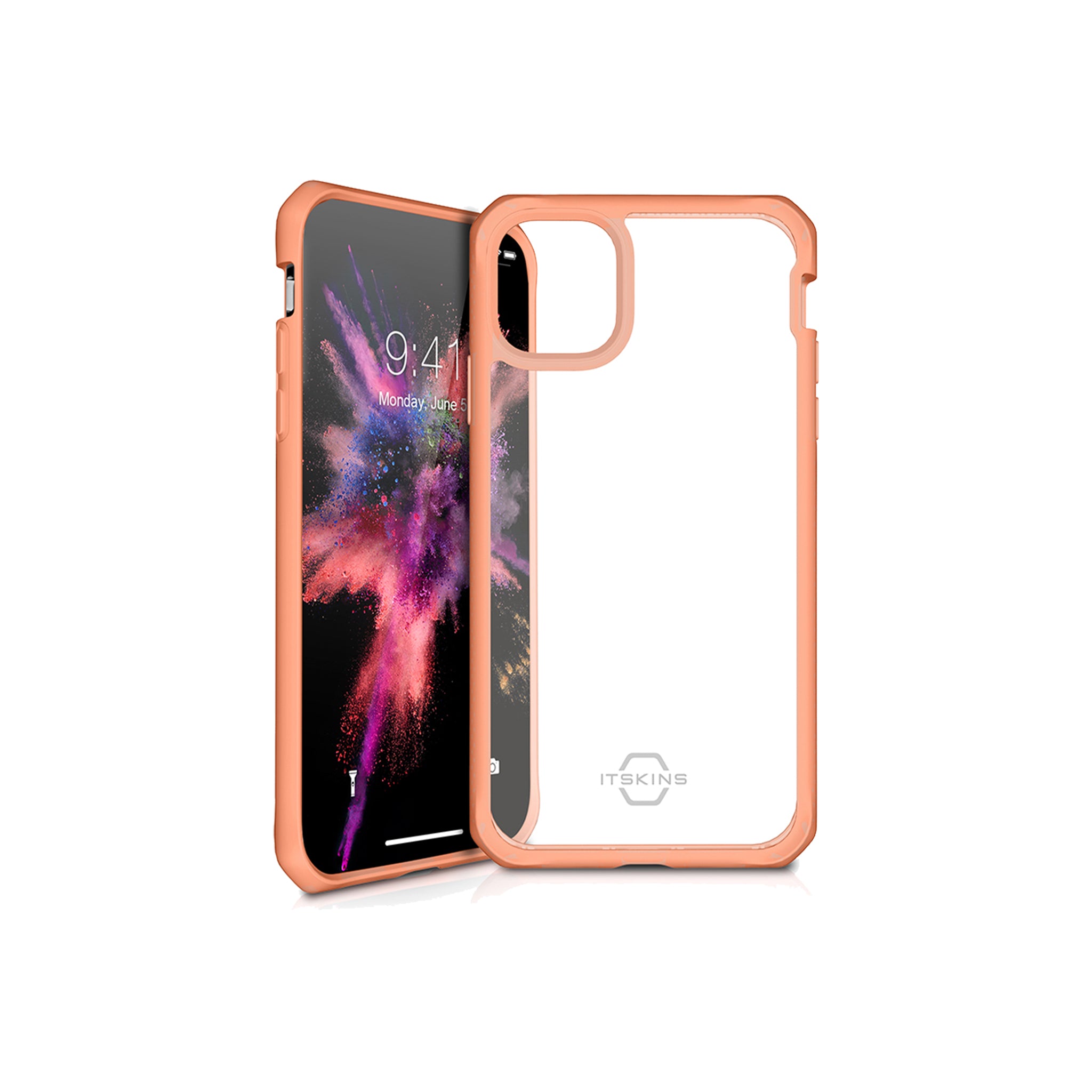 Itskins - Hybrid Solid Case For Apple Iphone 11 Pro - Coral And Transparent
